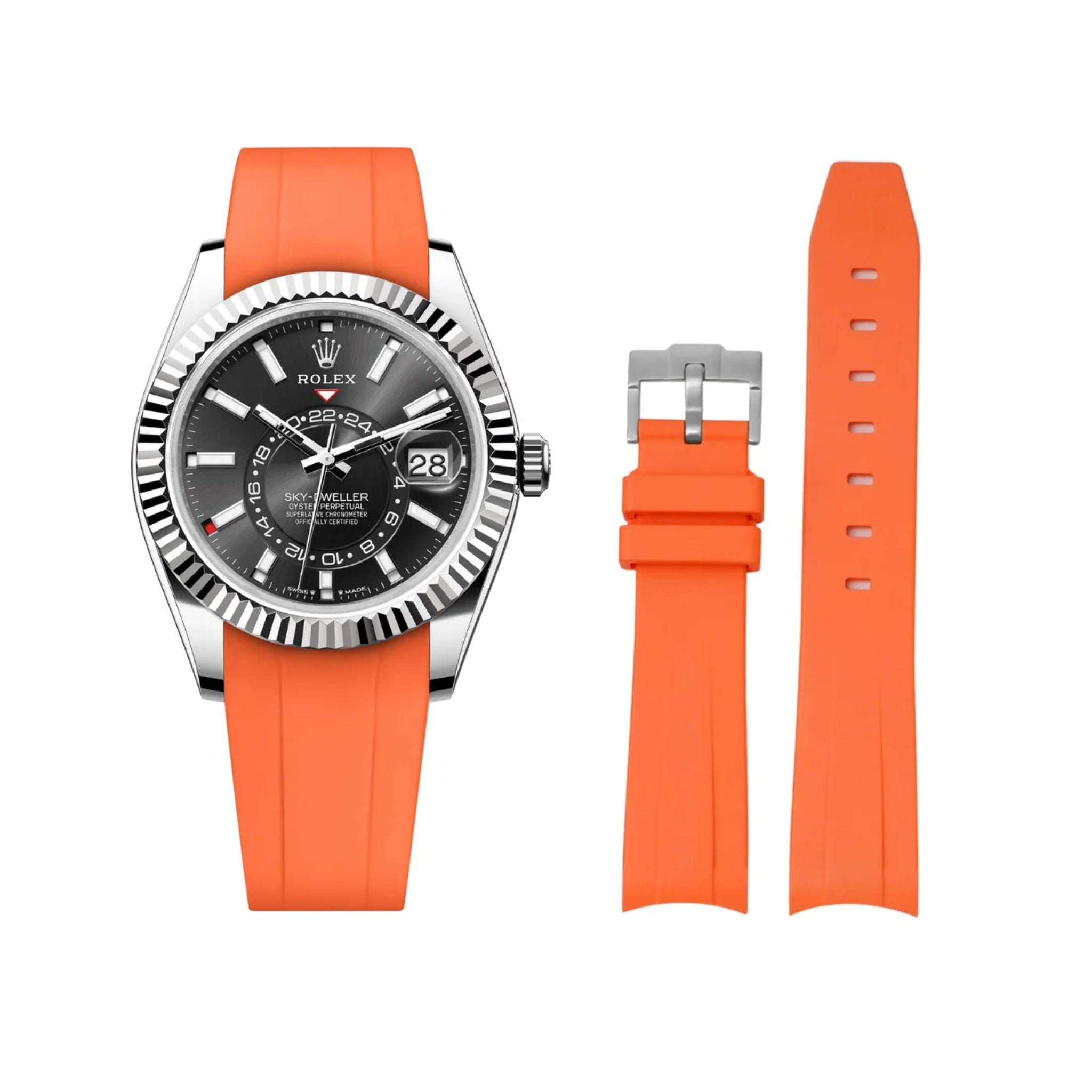 Kautschukarmband für Rolex Sky - Dweller – Orange - Helvetus DE