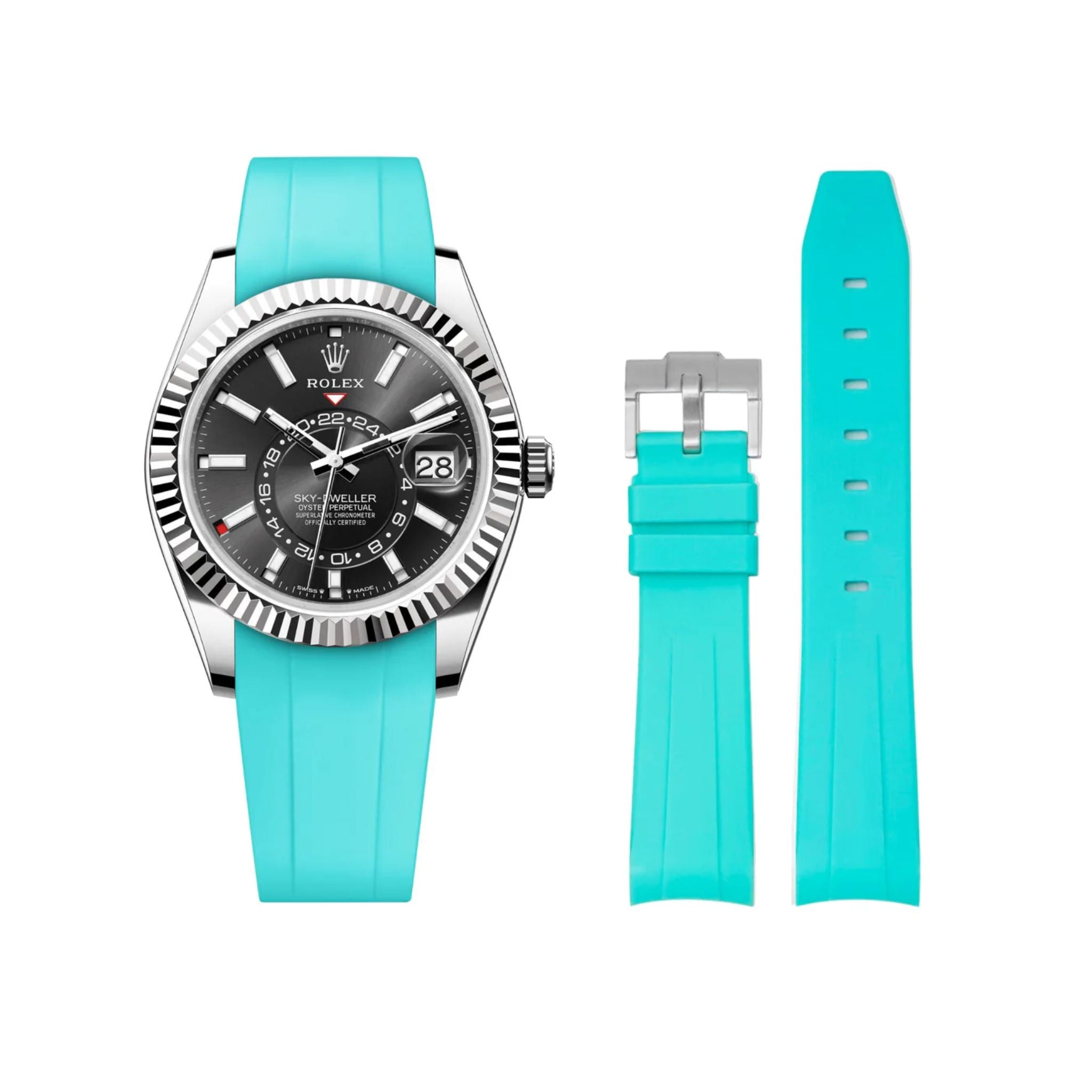 Kautschukarmband für Rolex Sky - Dweller – Türkis - Helvetus DE