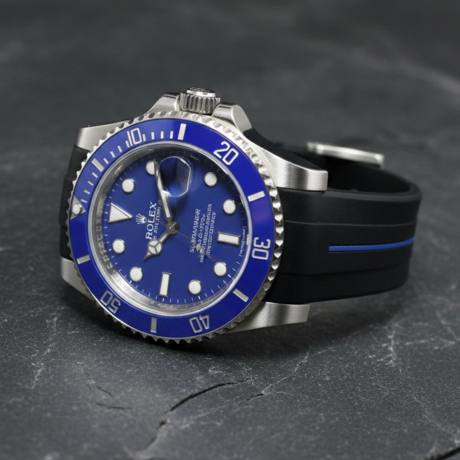 Kautschukarmband für Rolex Submariner – Luxline® - Schwarz/Blau - Helvetus DE