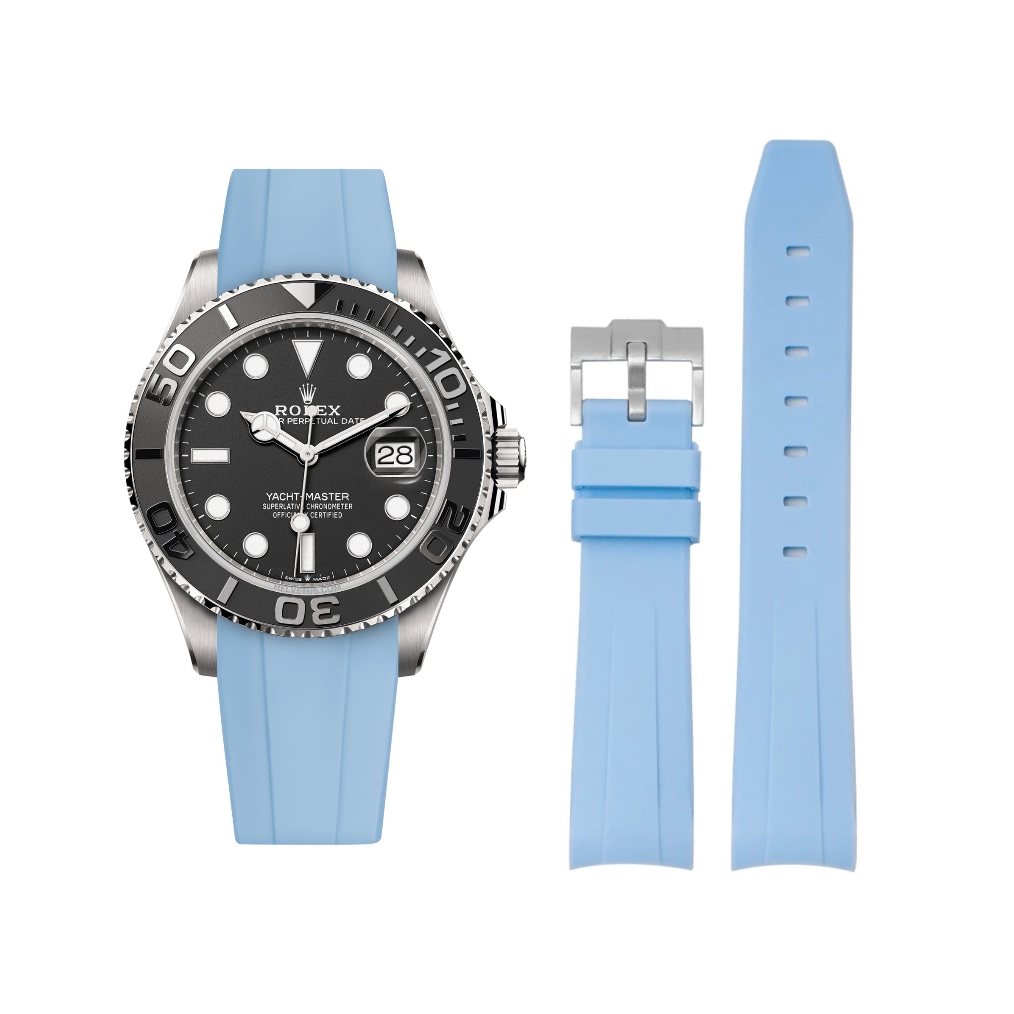 Kautschukarmband für Rolex Yacht - Master 40mm/42mm – Baby Blau - Helvetus DE