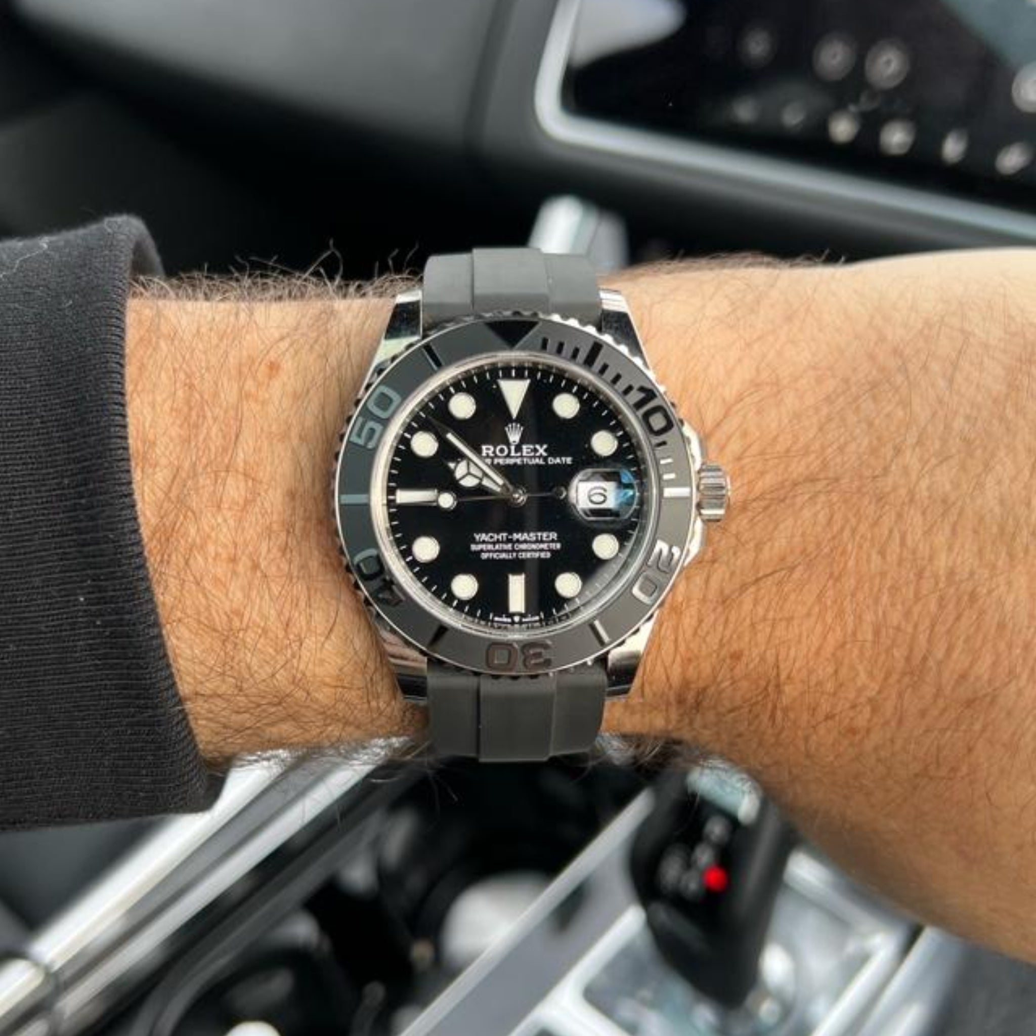 Kautschukarmband für Rolex Yacht - Master 40mm/42mm – Schwarz - Helvetus DE