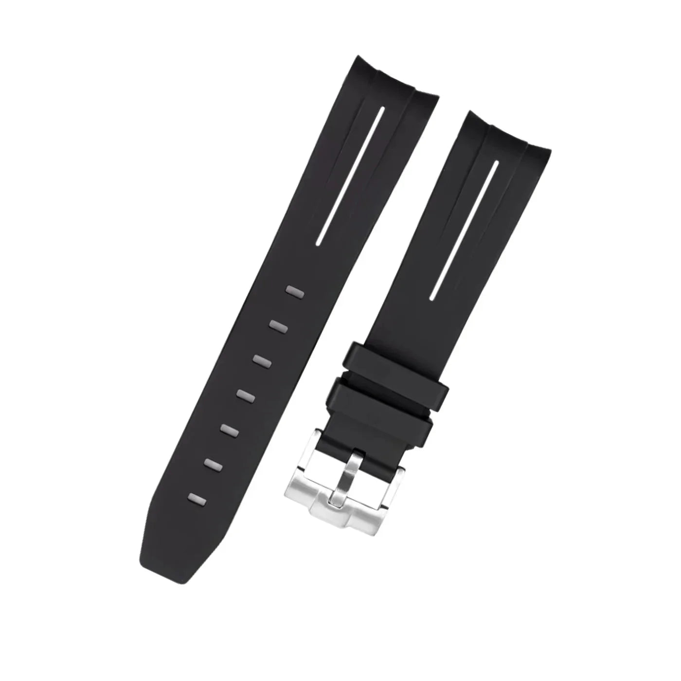 Kautschukarmband für Rolex Yacht - Master 40mm/42mm – Schwarz/Weiss Linie | LuxLine® - Helvetus DE