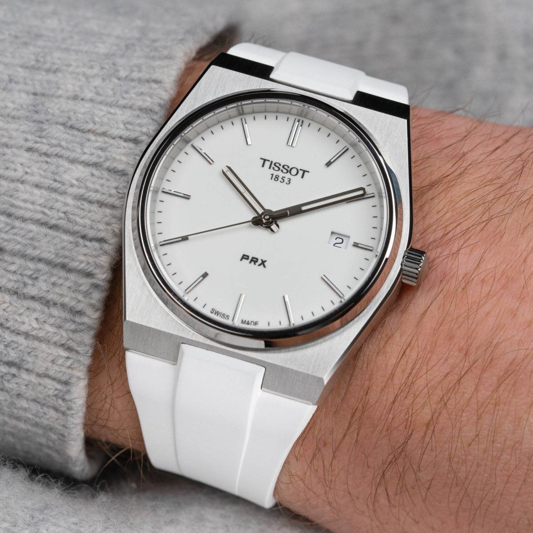 Kautschukarmband – Für Tissot PRX – Weiss - Helvetus DE