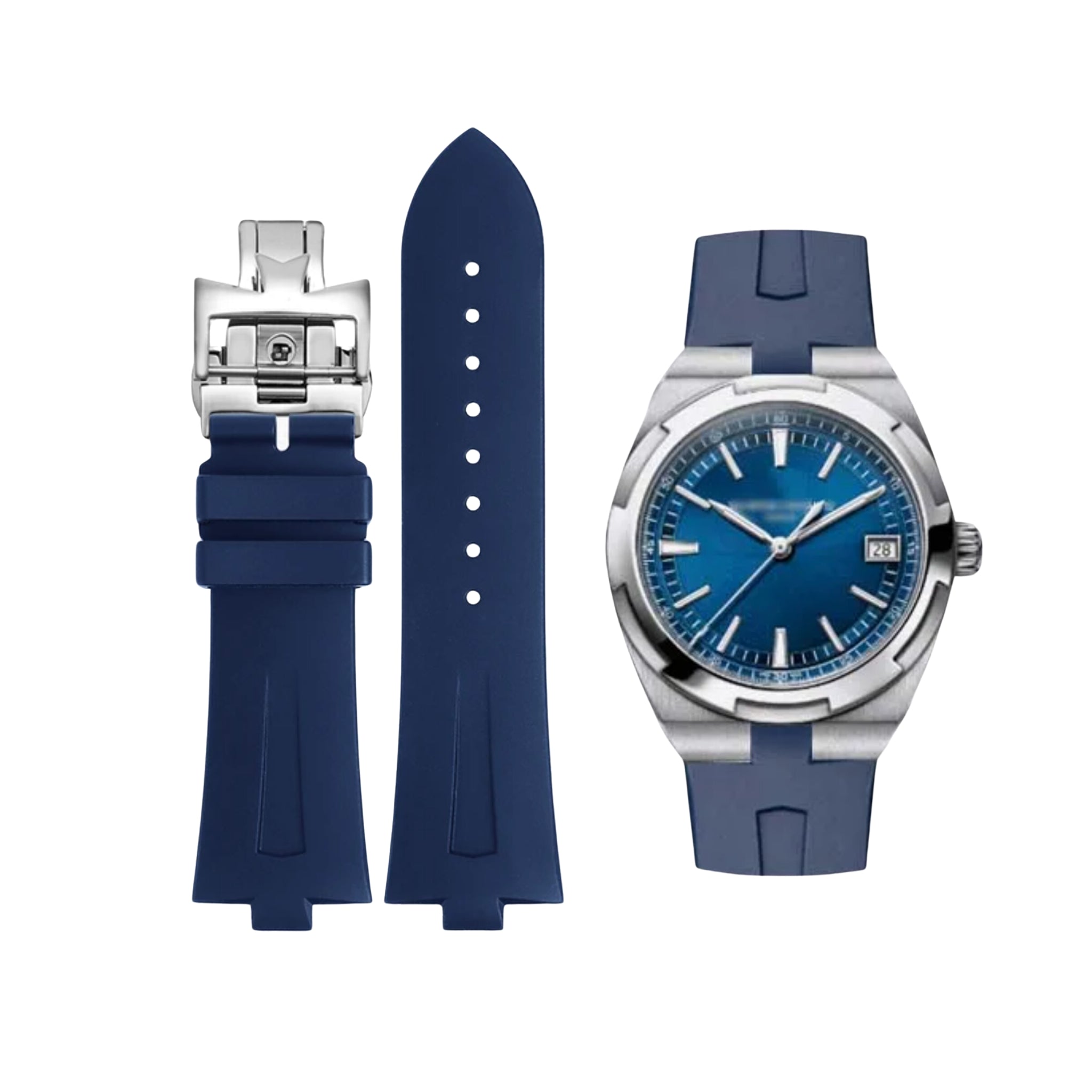Kautschukarmband – für Vacheron Constantin Overseas 25mm – Blau - Helvetus DE