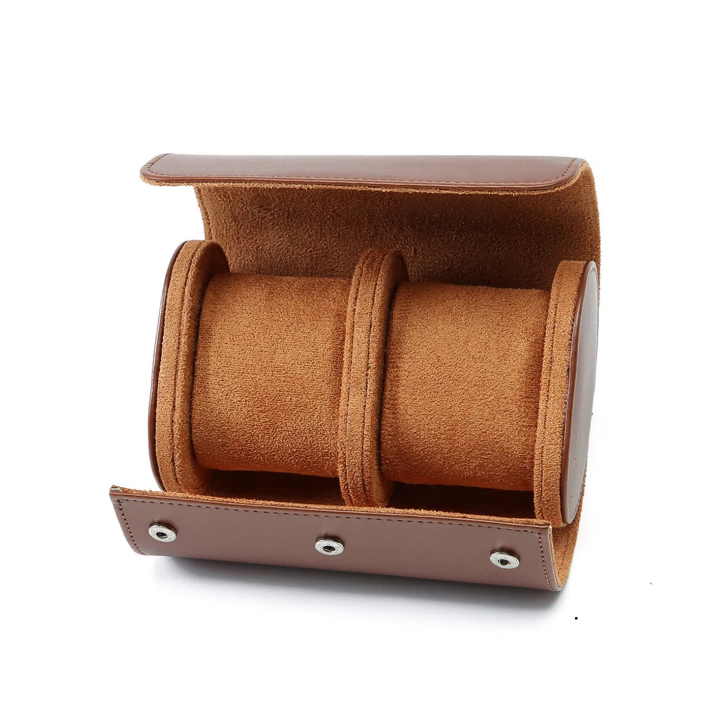 Leather Watch Roll - 2 Slot Travel Roll - Brown - Helvetus DE