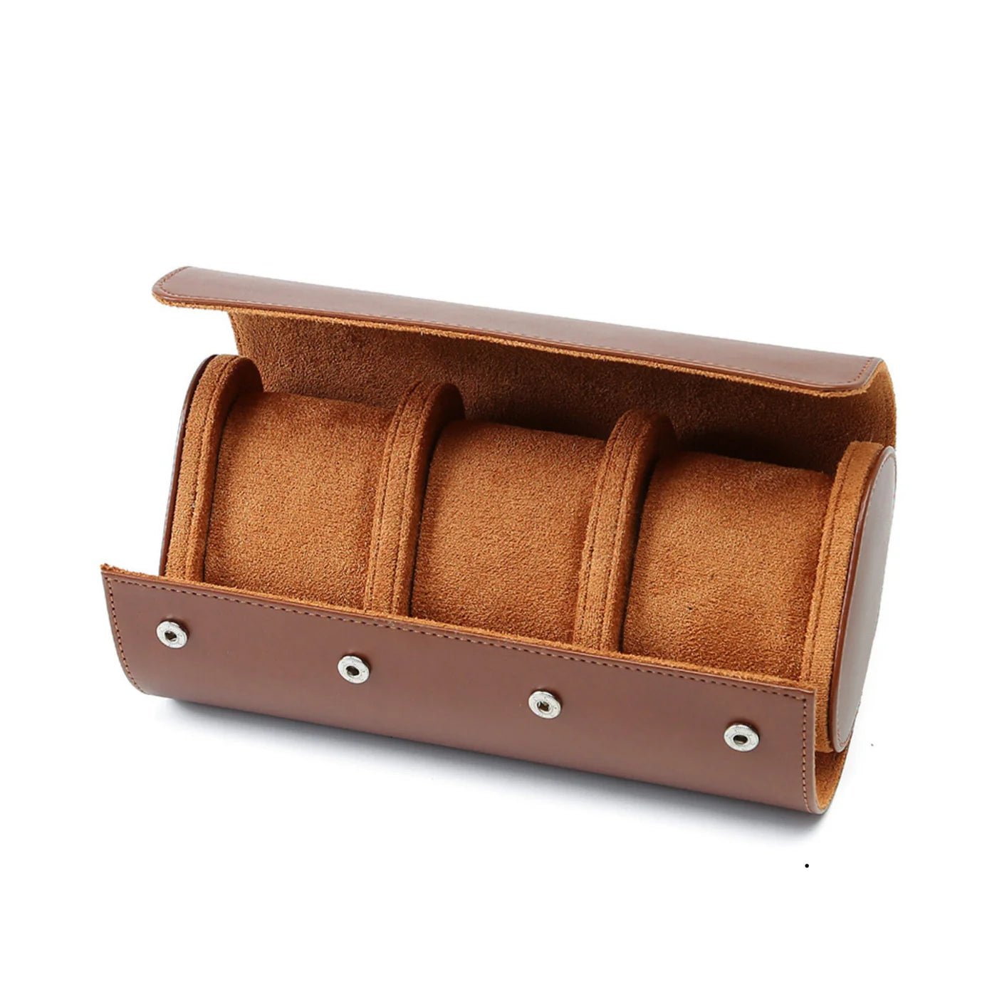 Leather Watch Roll - 3 Slot Travel Roll - Brown - Helvetus DE