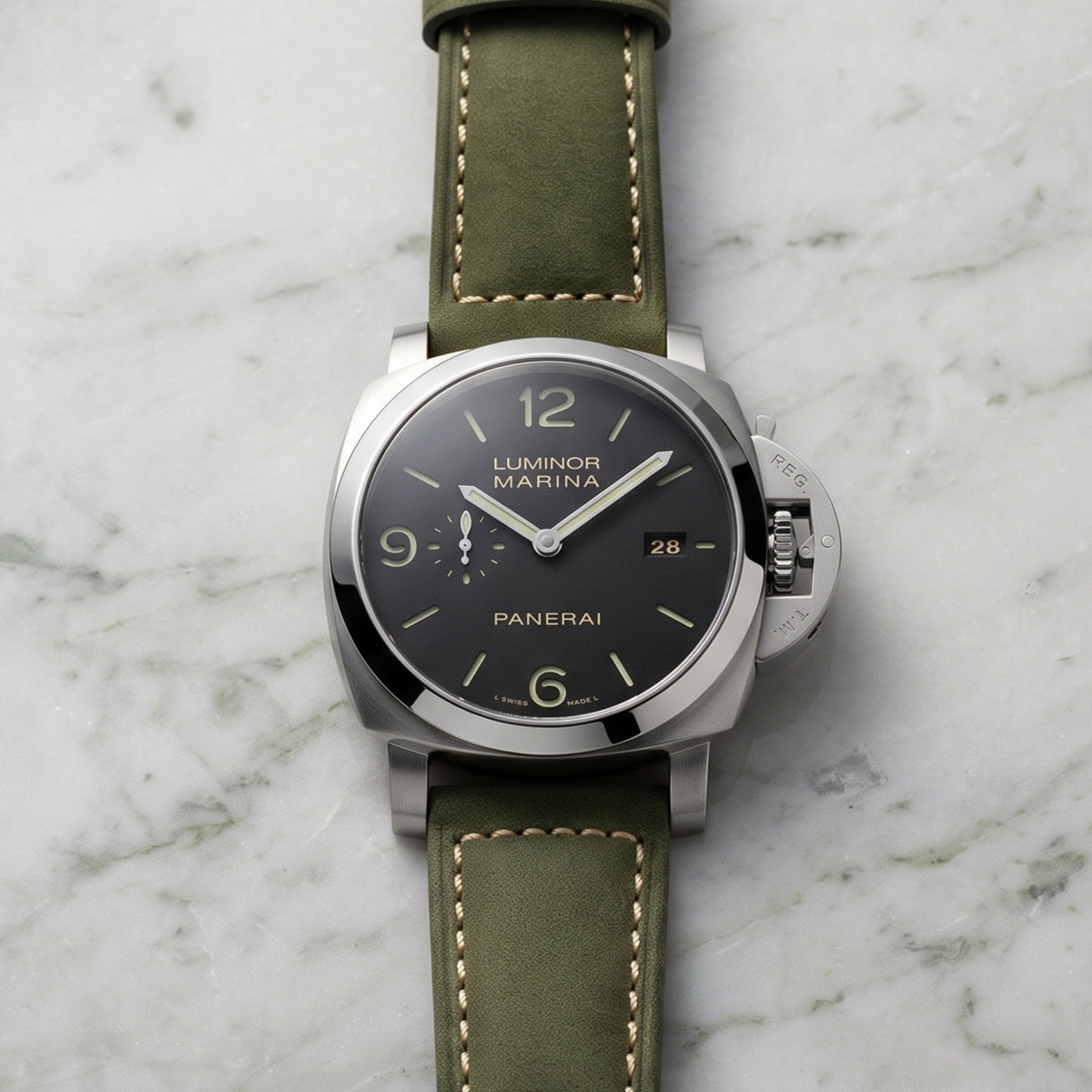 Leder Armband - Für Panerai - Hell Grün - Helvetus