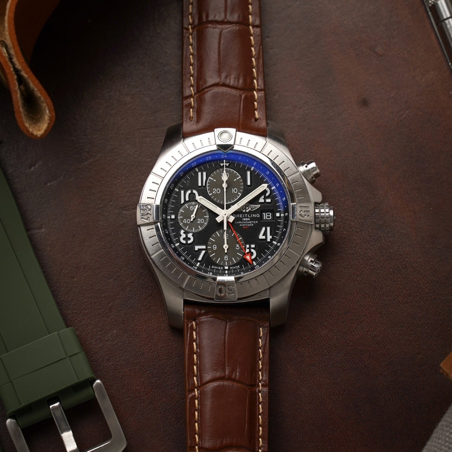 Leder Armband - für Breitling Uhren - Braun - Helvetus DE