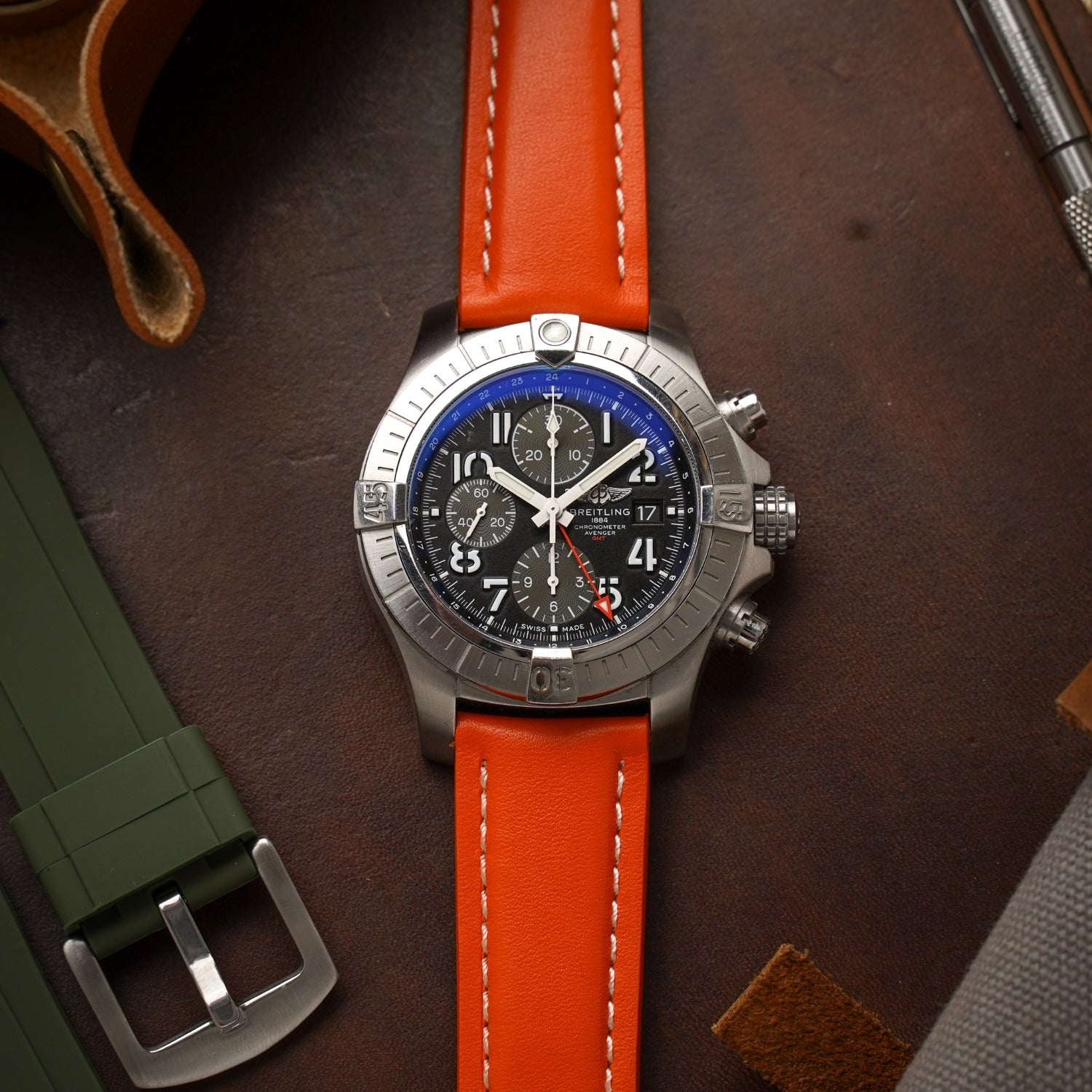 Leder Armband - für Breitling Uhren - Orange - Helvetus DE