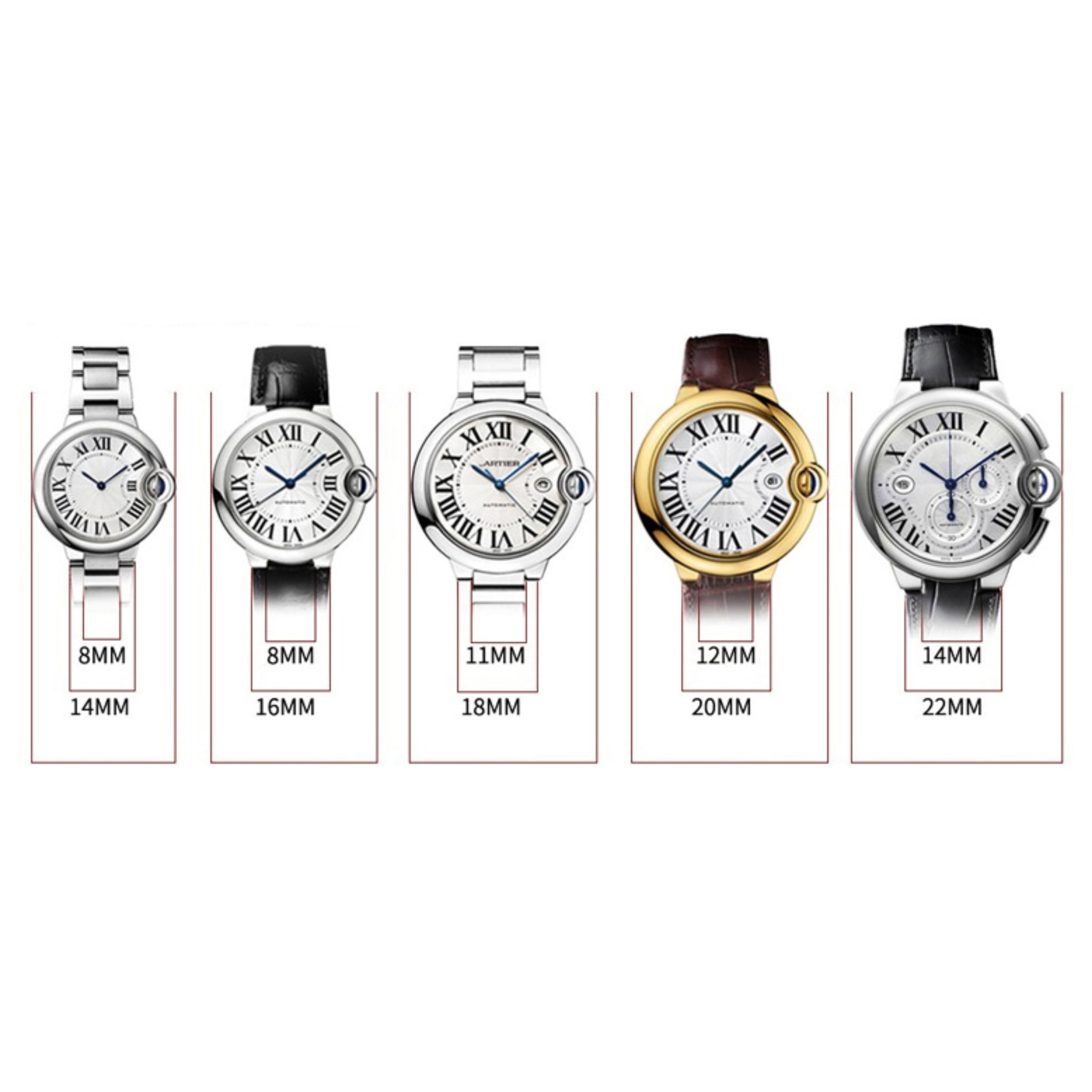 Leder Armband für Cartier Ballon Bleu – Schwarz - Helvetus DE