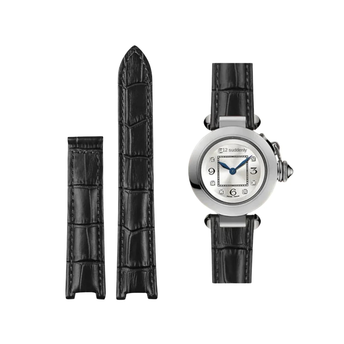 Leder Armband fur Cartier Pasha in Schwarz Helvetus® Switzerland