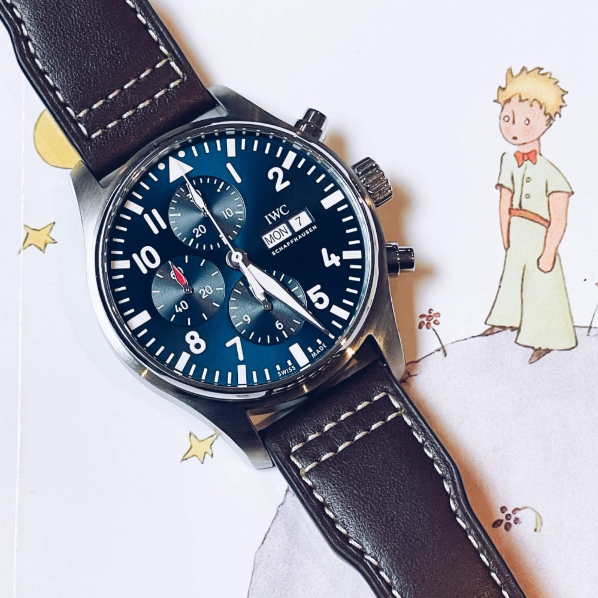 Leder Armband - für IWC Pilot - Blau - Ohne Nieten - Helvetus DE