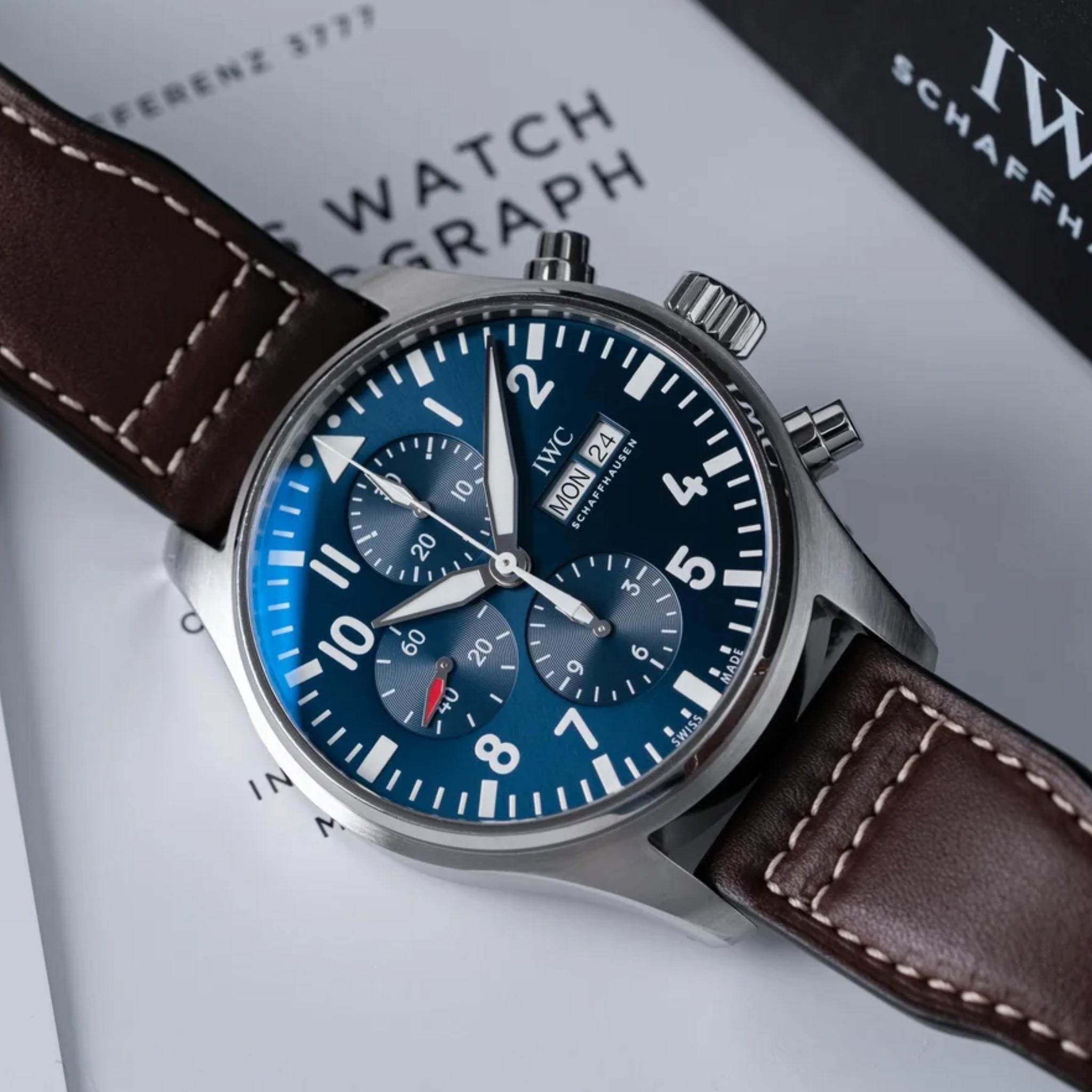 Leder Armband - für IWC Pilot - Braun - Ohne Nieten - Helvetus DE