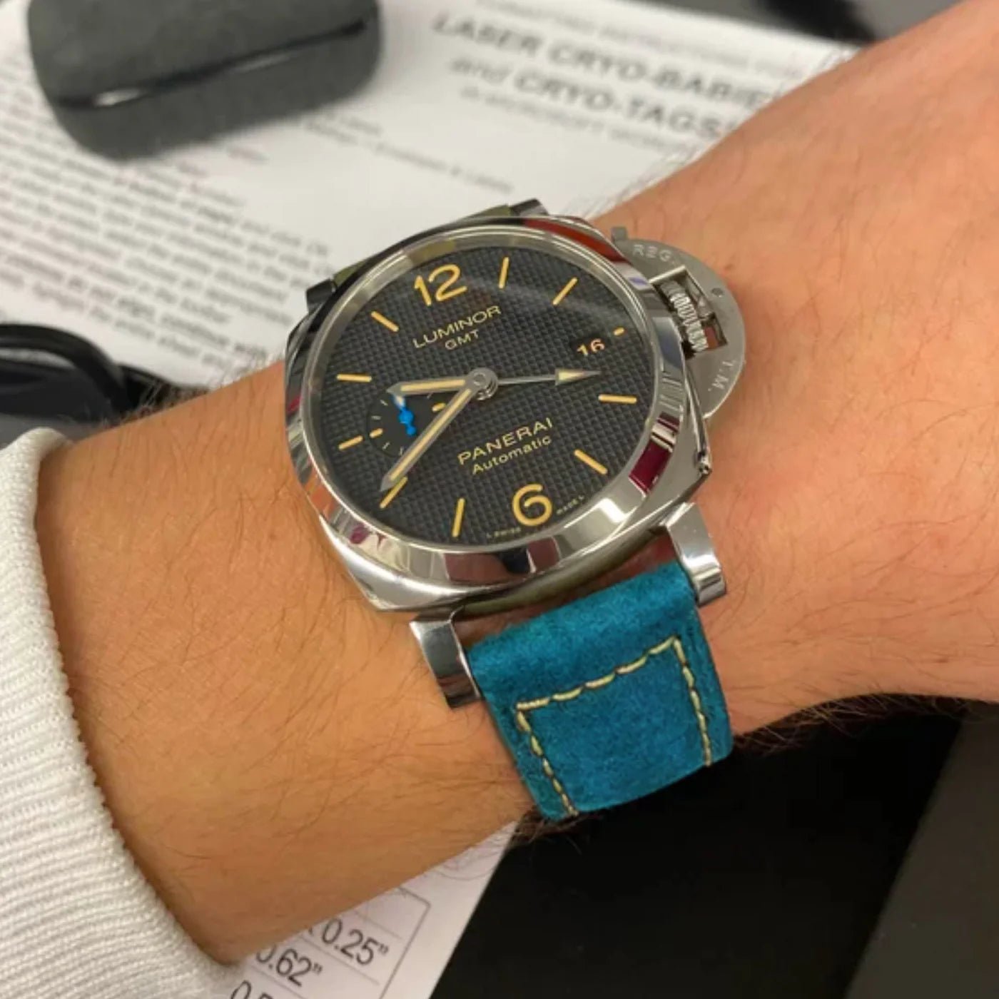 Leder Armband - Für Panerai - Denim Blau - Helvetus DE