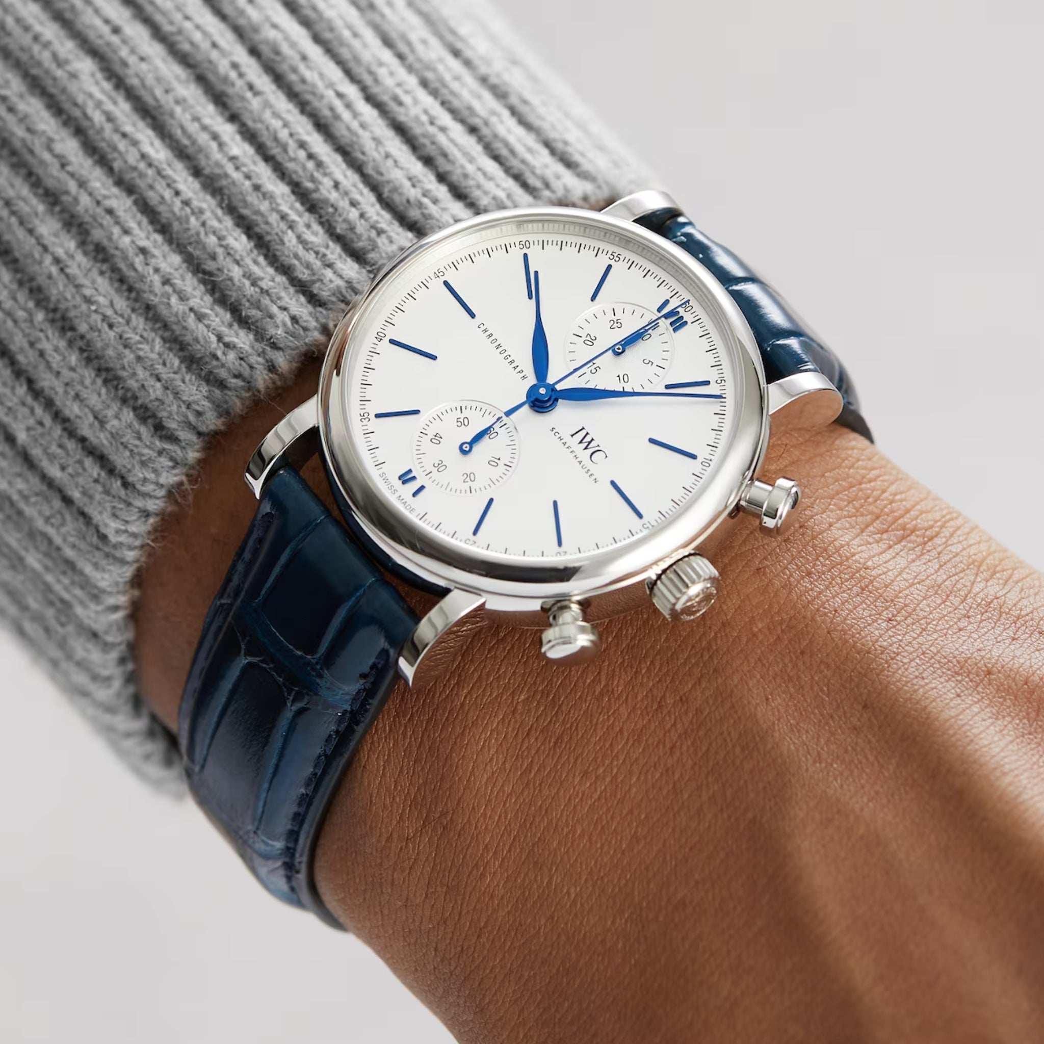 Lederarmband – Für IWC Portofino/Portugieser – Blau - Helvetus DE