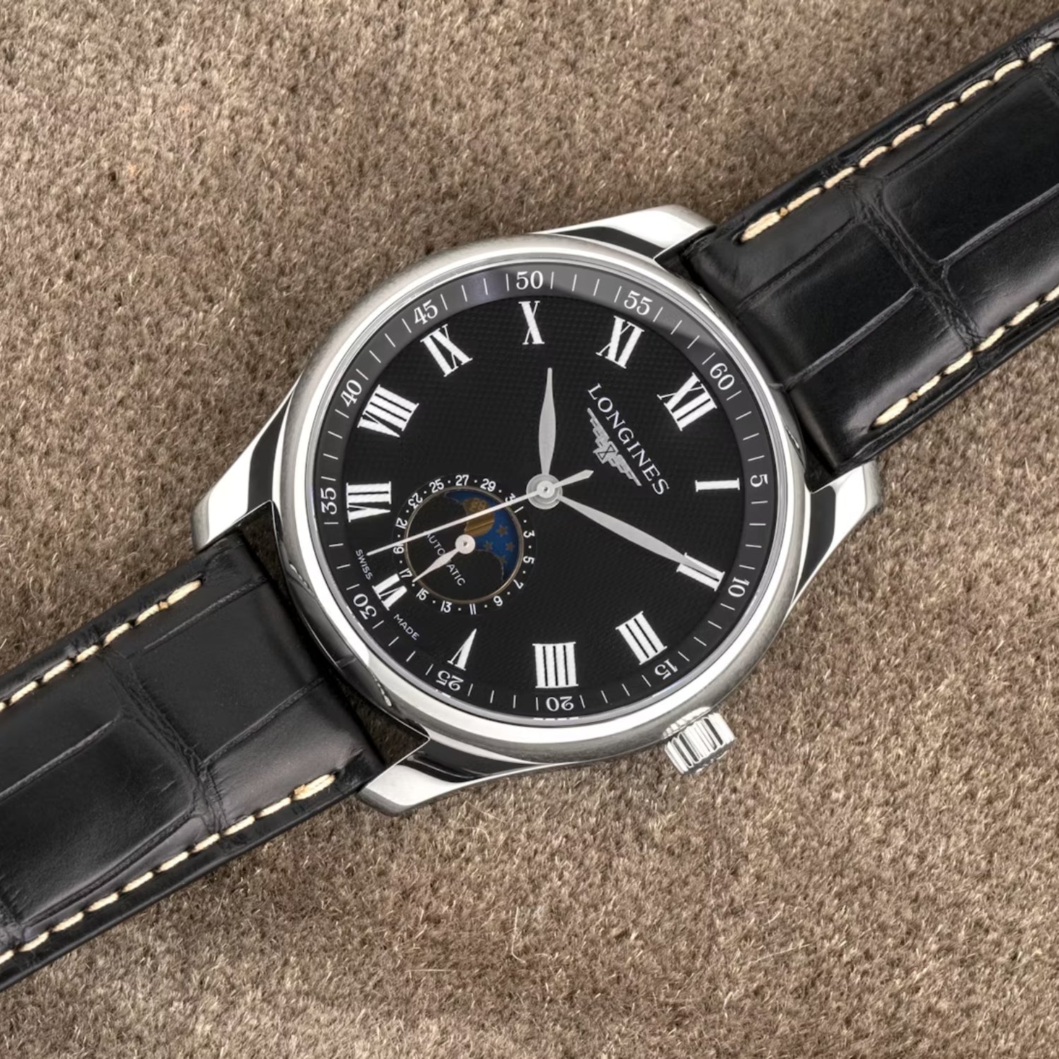 Lederarmband – Für Longines Master Collection – Schwarz - Helvetus DE
