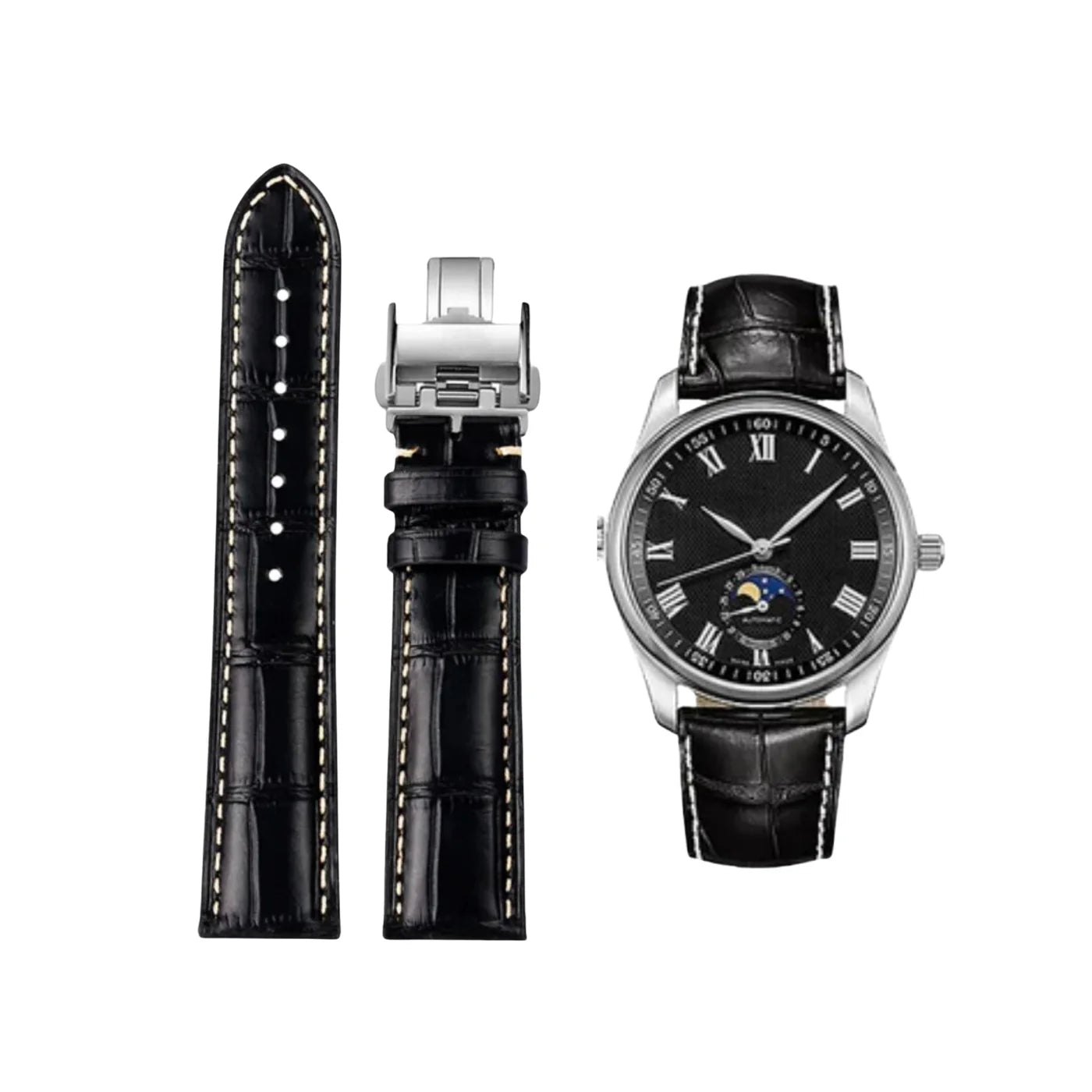 Uhrenarmband Longines Lederarmband 21mm Lederarmband Für Longines Master  Collection – Schwarz Helvetus®