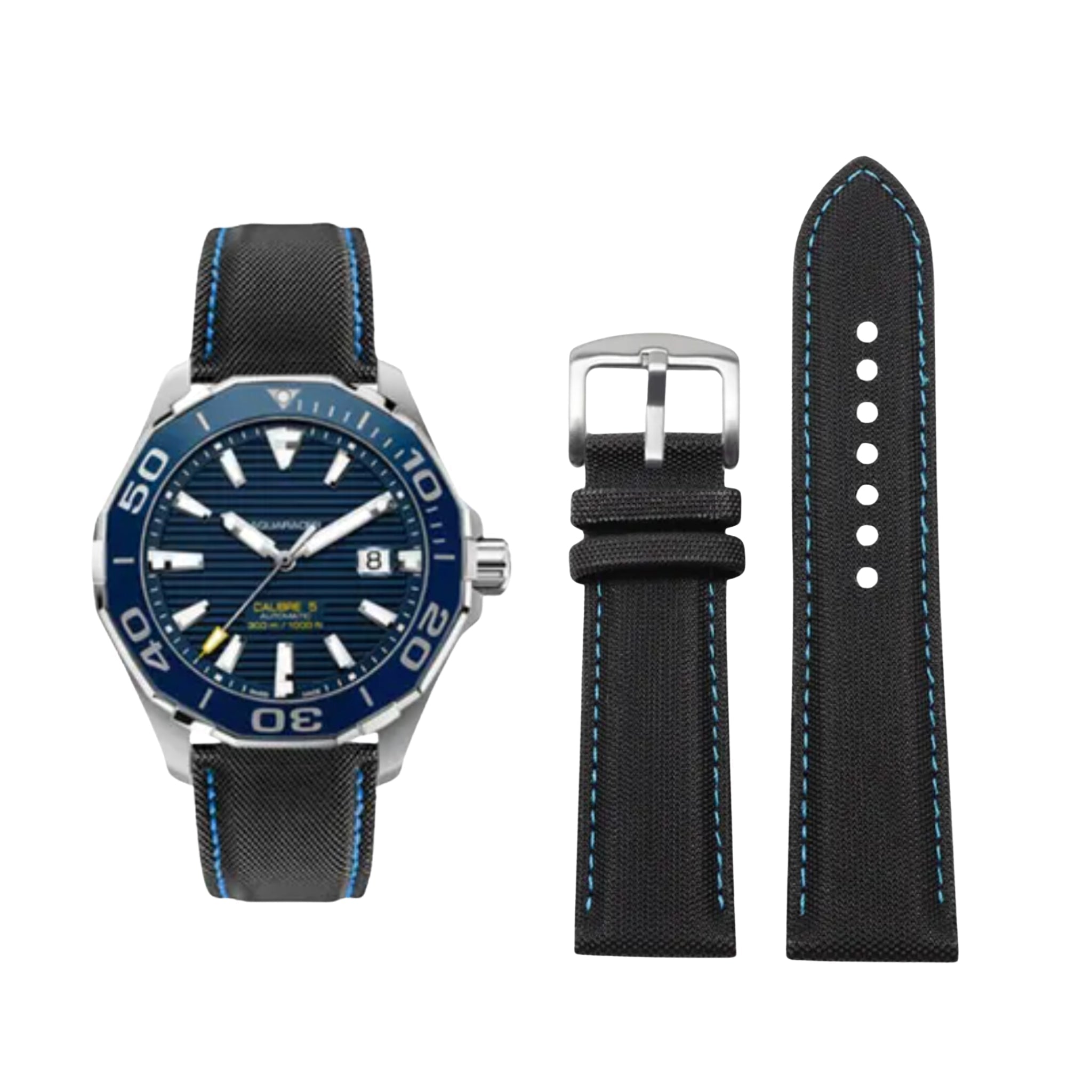 Nylonarmband – Für Tag Heuer Formula 1 – Schwarz/Blau - Helvetus DE