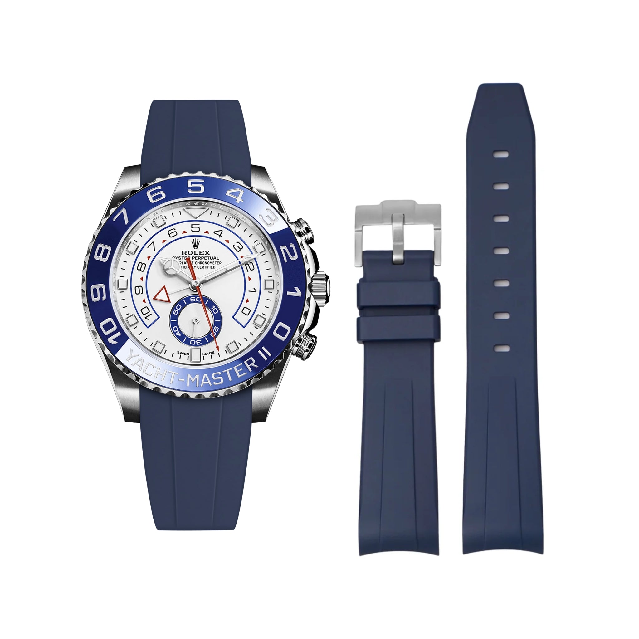 Rubber Strap - For Rolex Yacht - Master II - Navy Blue - Helvetus DE