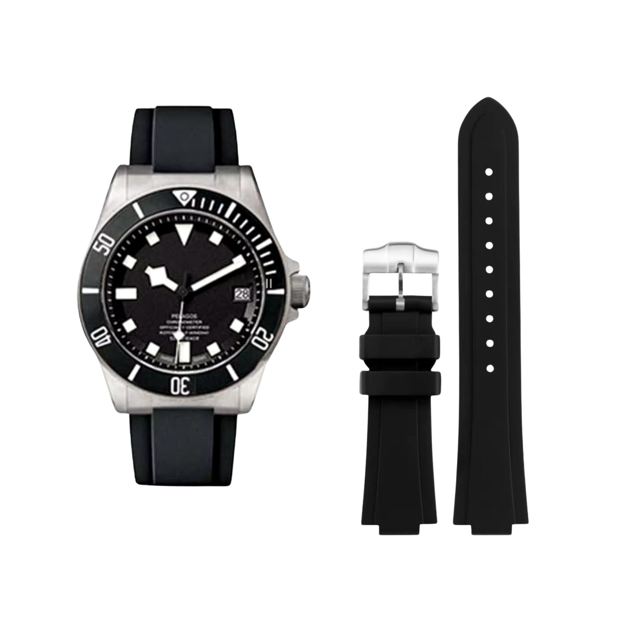 Black Strap - For Tudor Pelagos 25500 / 25600 - Natural Rubber - Helvetus