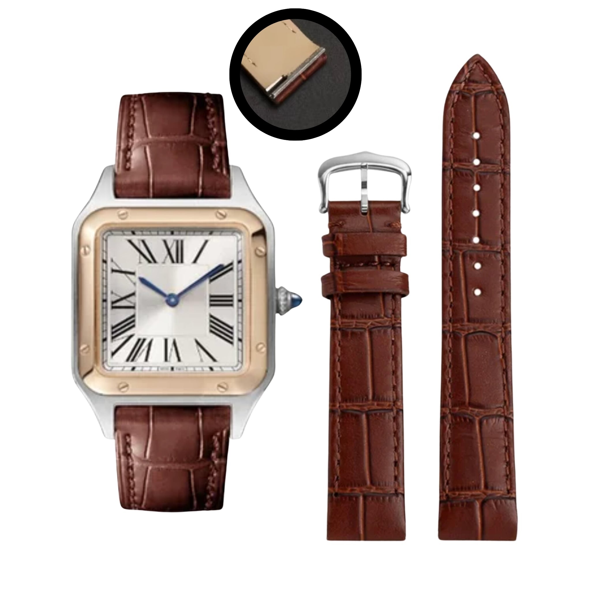 Leder Armband - für Cartier Santos Dumont - Braun