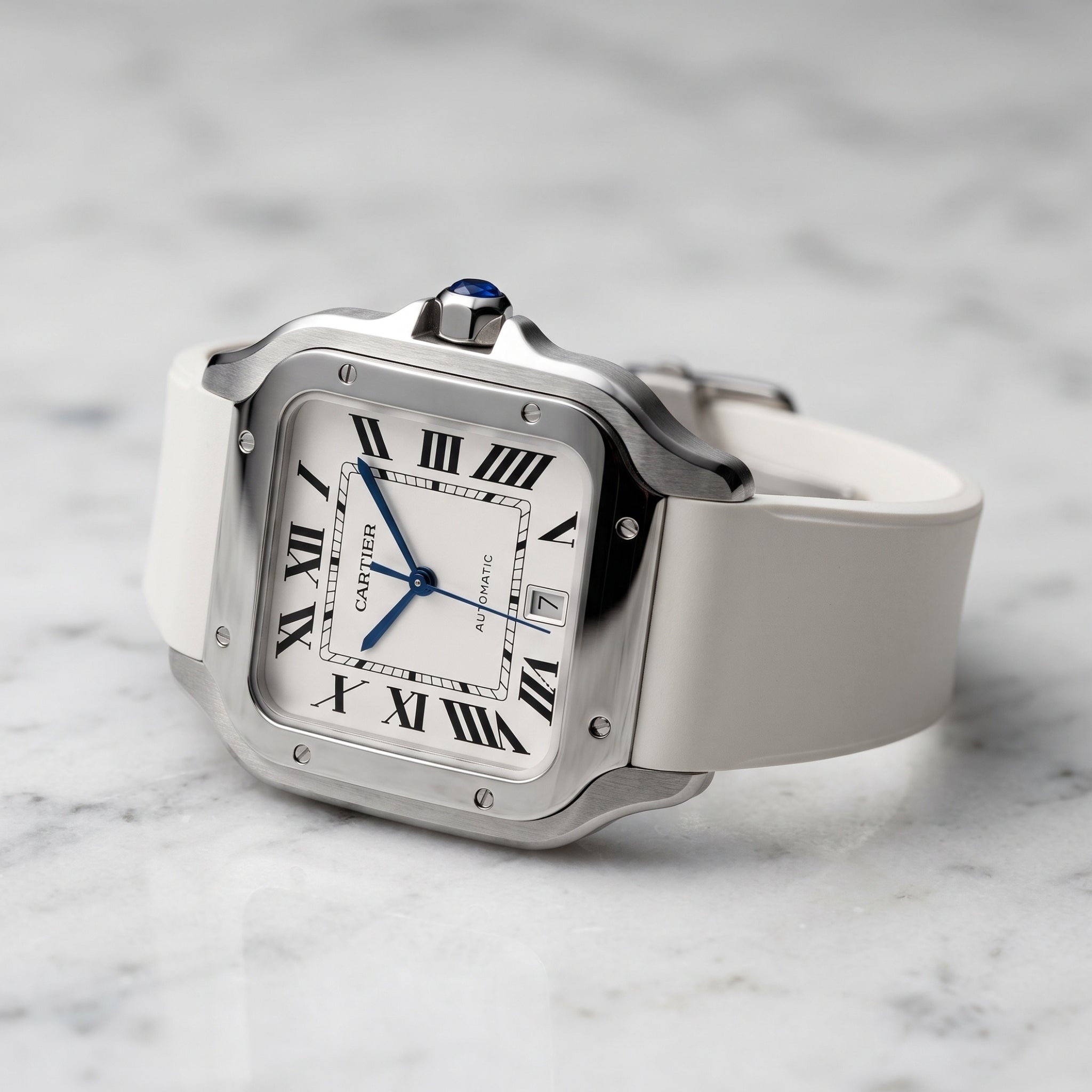 Kautschuk Armband für Santos de Cartier Medium – Weiss – Quick Switch/Release
