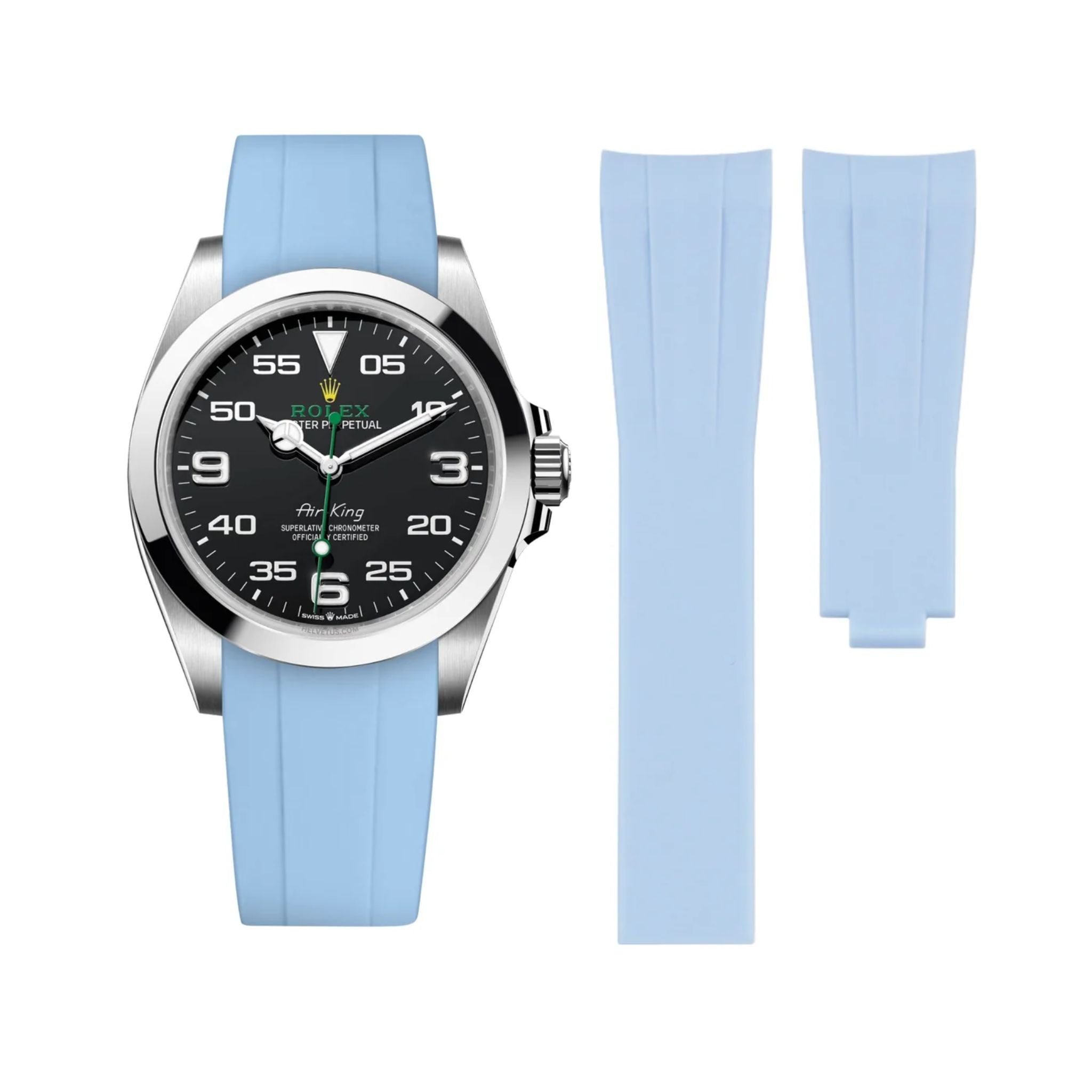 Deployant Rubber Strap - For Rolex Air - King - Baby Blue - Helvetus