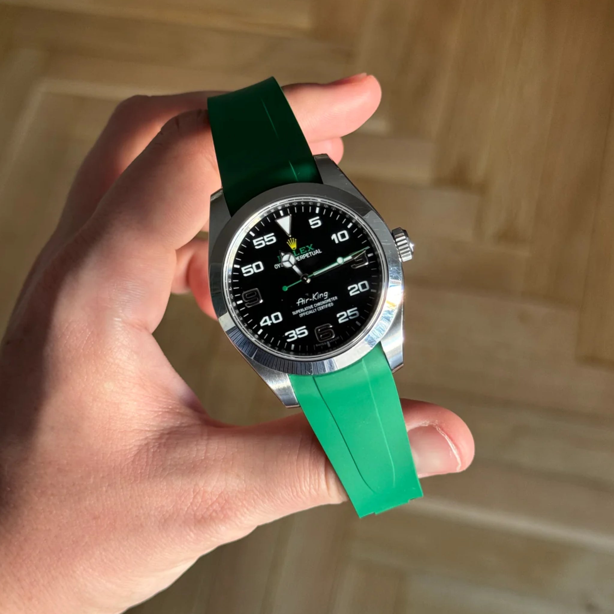 Deployant Rubber Strap - For Rolex Air - King - Green - Helvetus