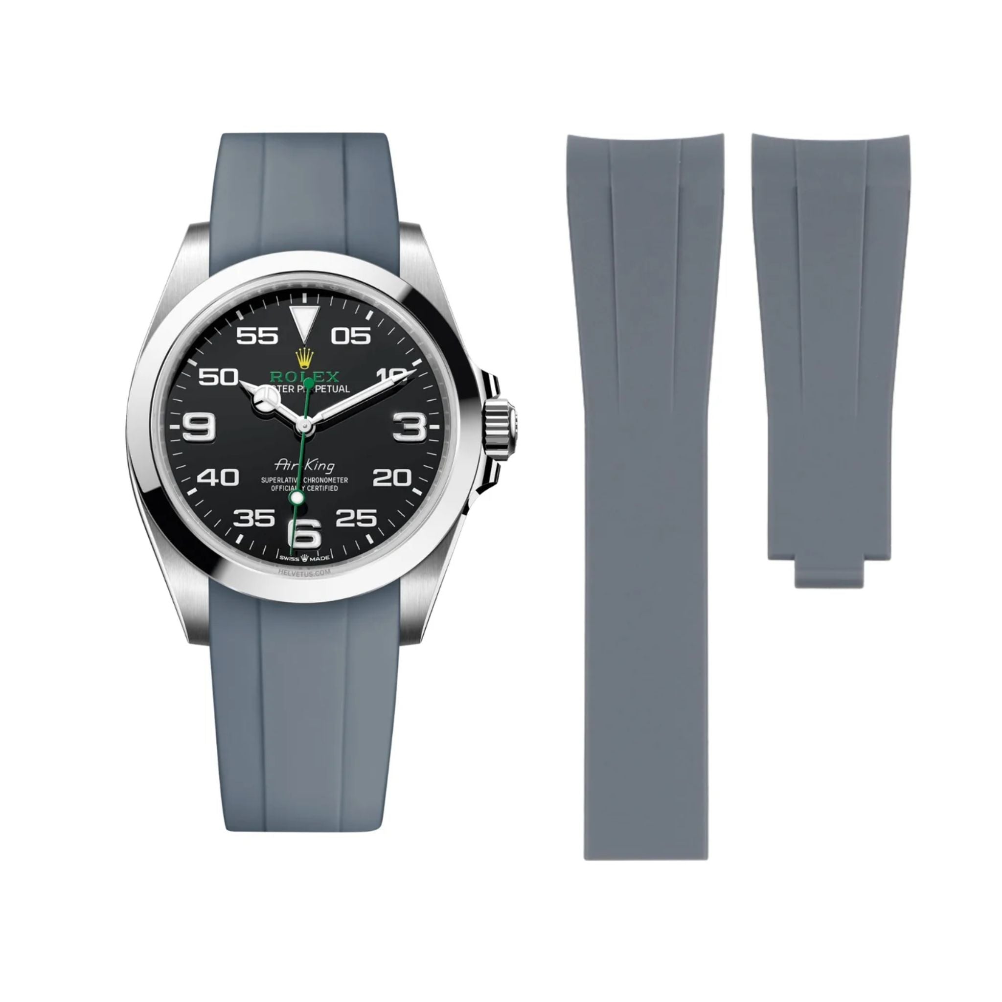 Deployant Rubber Strap - For Rolex Air - King - Grey - Helvetus