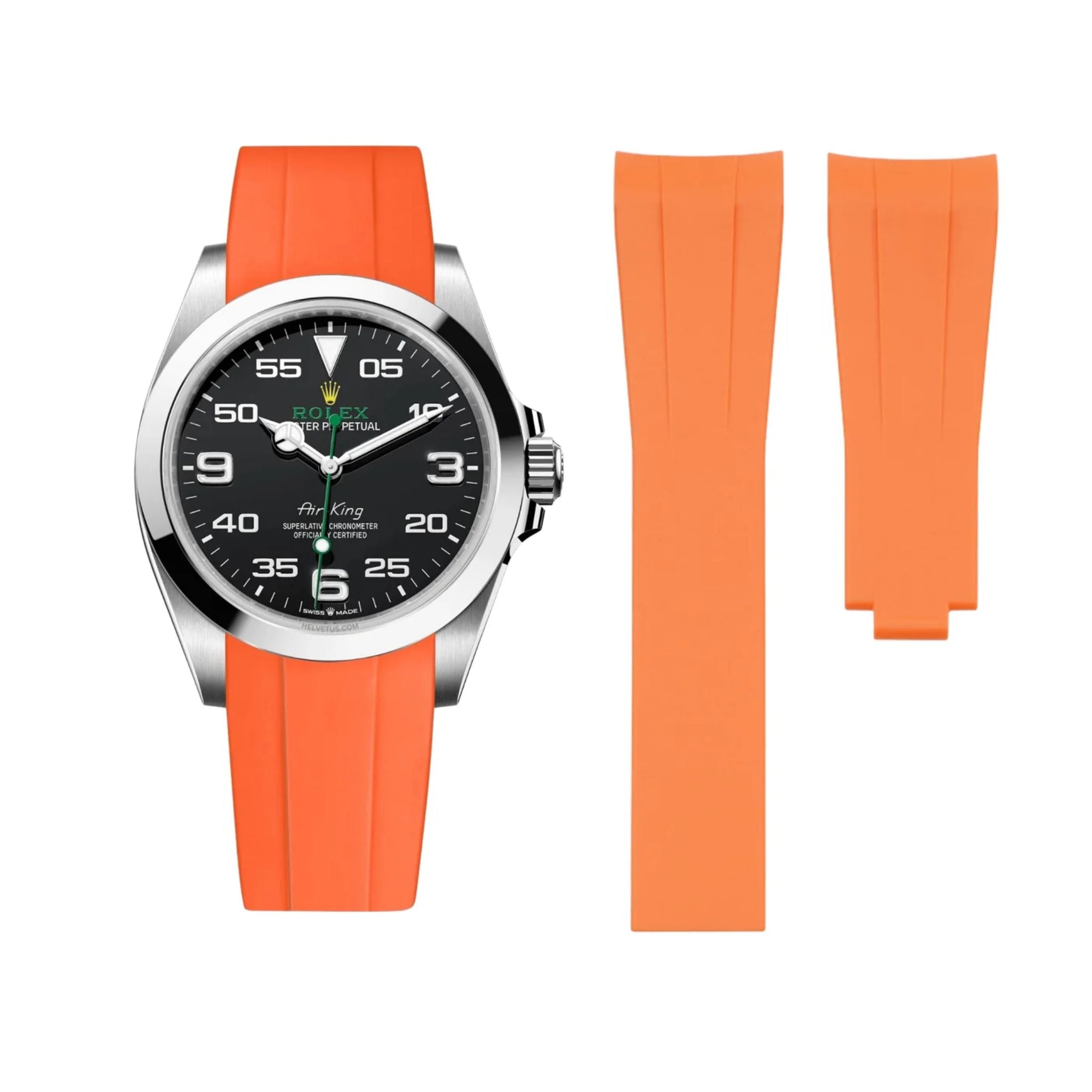 Deployant Rubber Strap - For Rolex Air - King - Orange - Helvetus