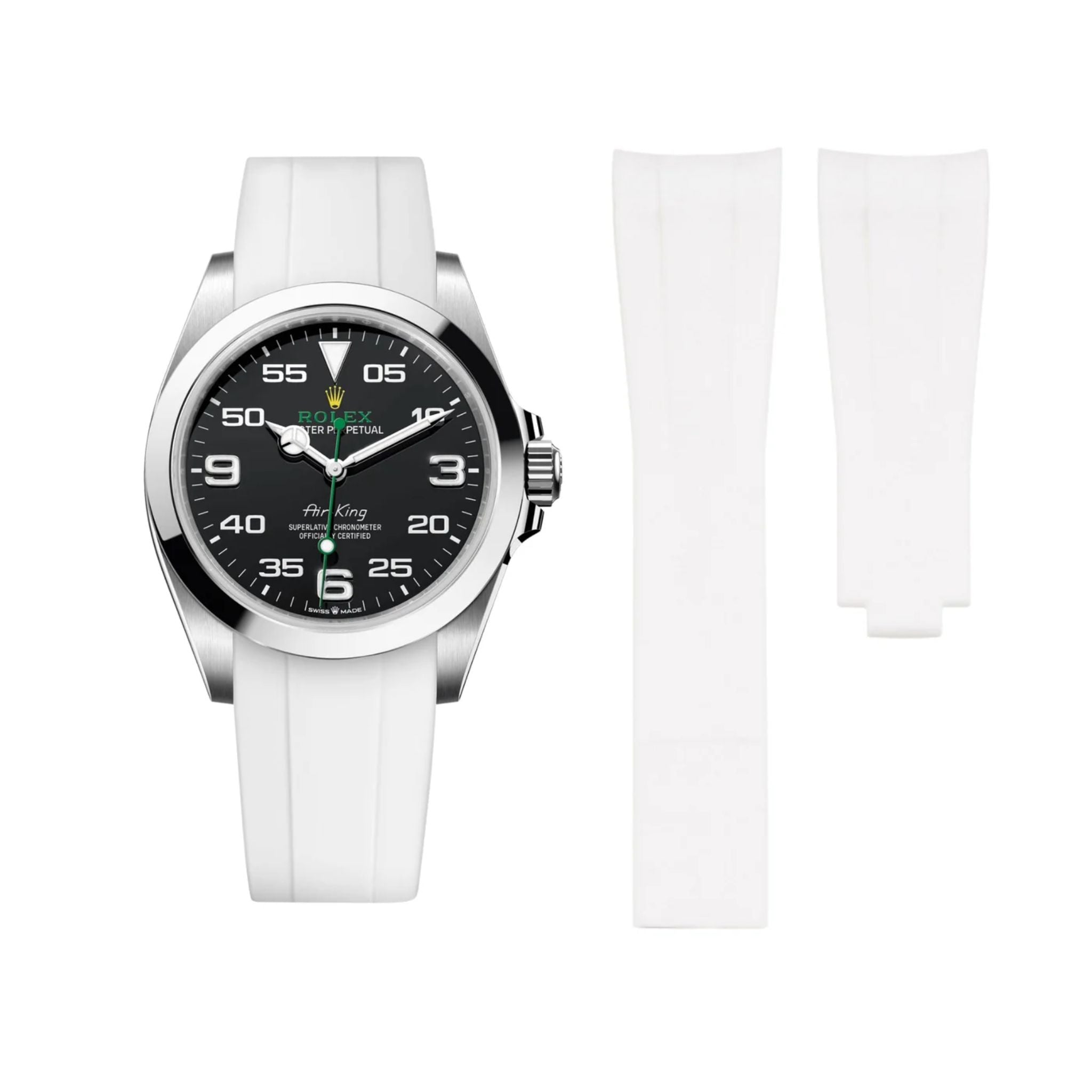 Deployant Rubber Strap - For Rolex Air - King - White - Helvetus