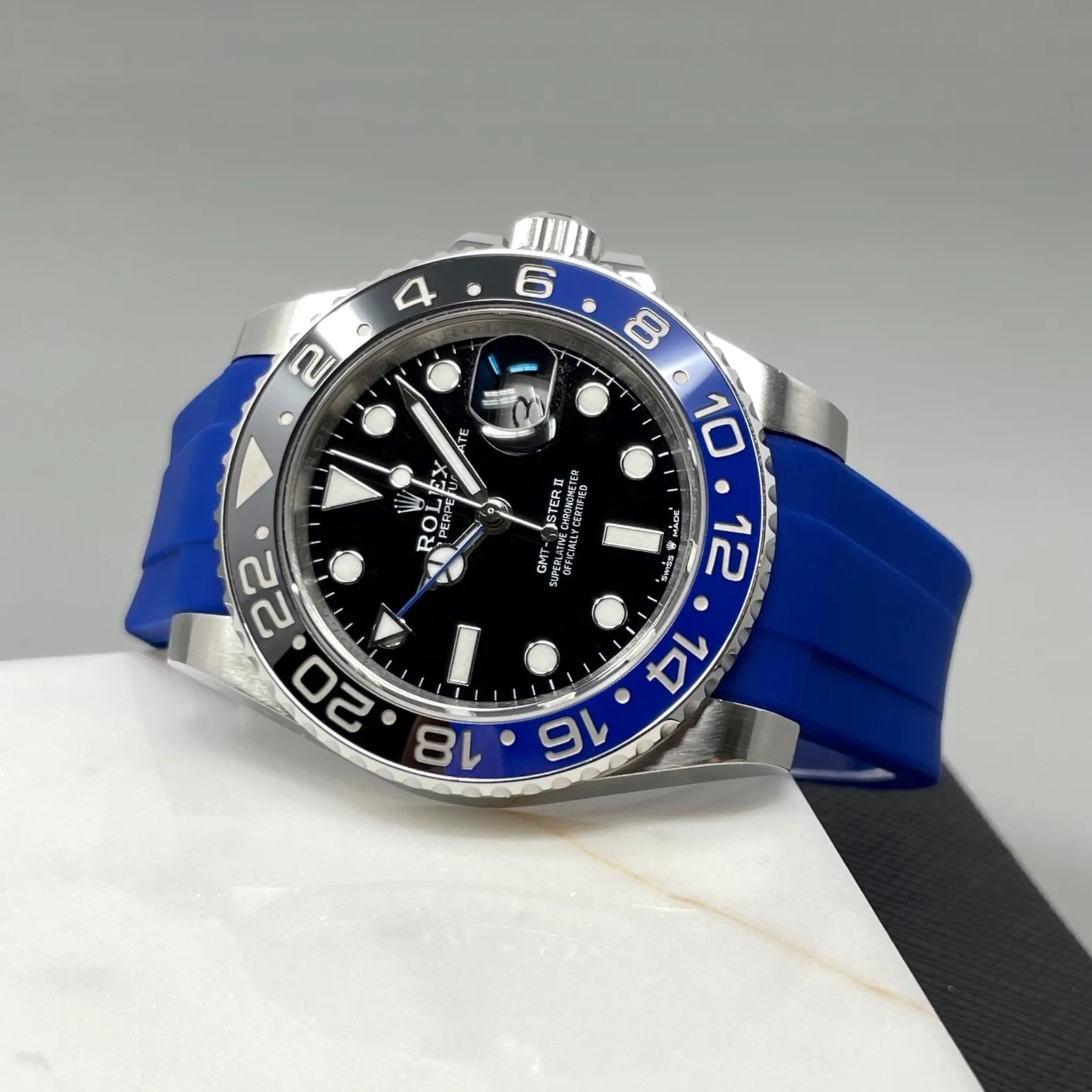 Deployant Rubber Strap - For Rolex GMT - Master II - Blue - Helvetus