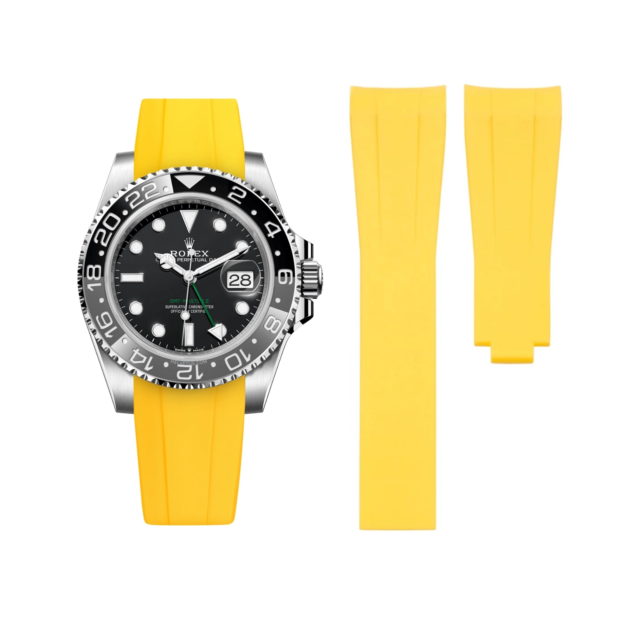 Deployant Rubber Strap - For Rolex GMT - Master II - Yellow - Helvetus