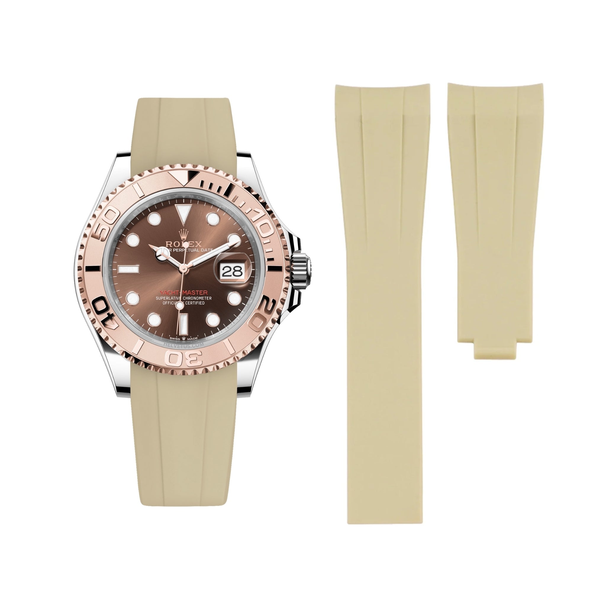 Deployant Rubber Strap - For Rolex Yacht - Master - Beige - Helvetus