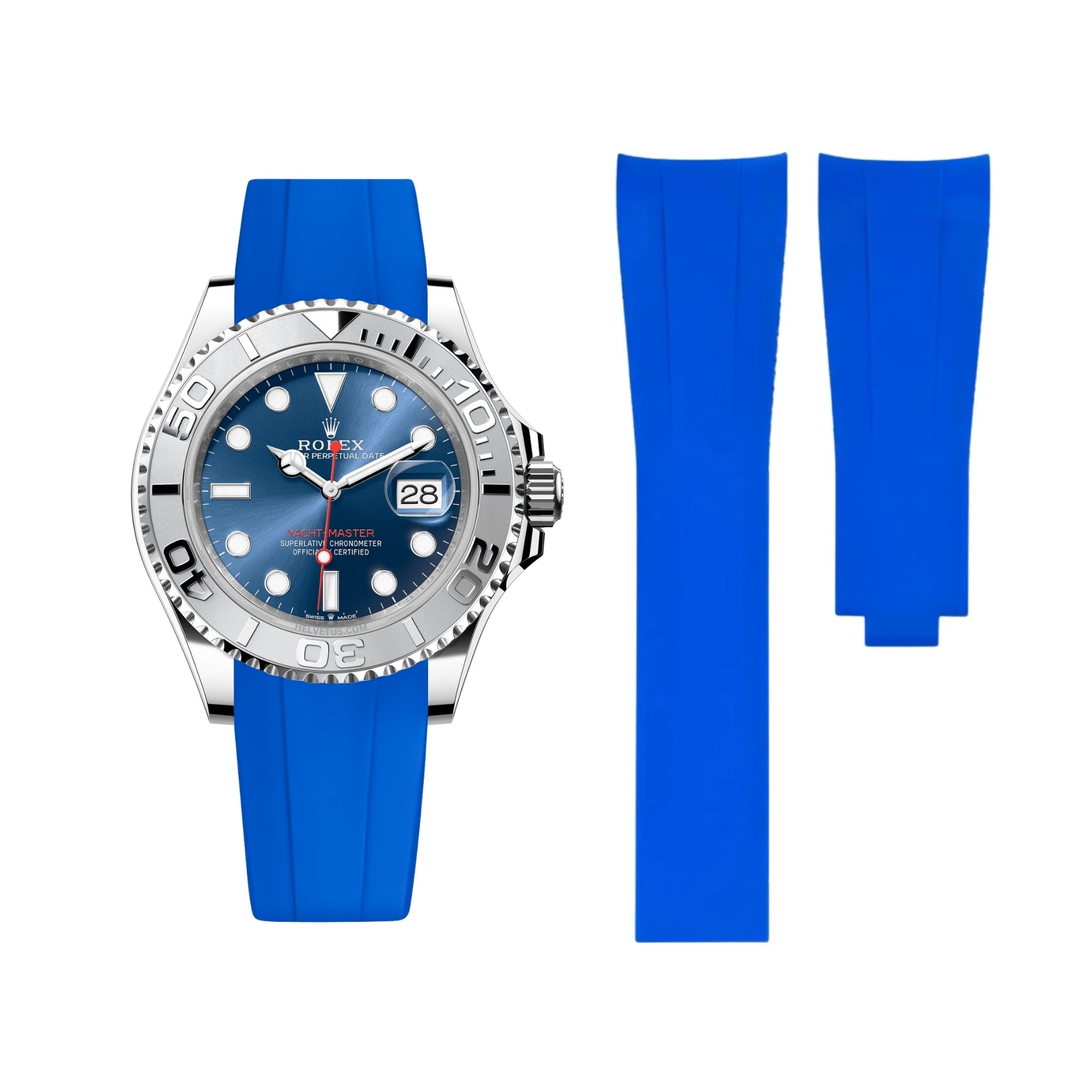 Deployant Rubber Strap - For Rolex Yacht - Master - Blue - Helvetus