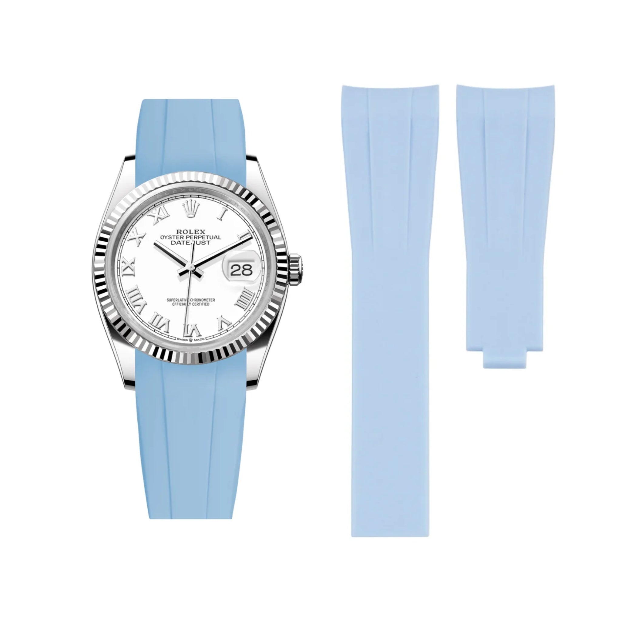 Deployant Strap - For Rolex Datejust 36 - Baby Blue - Helvetus