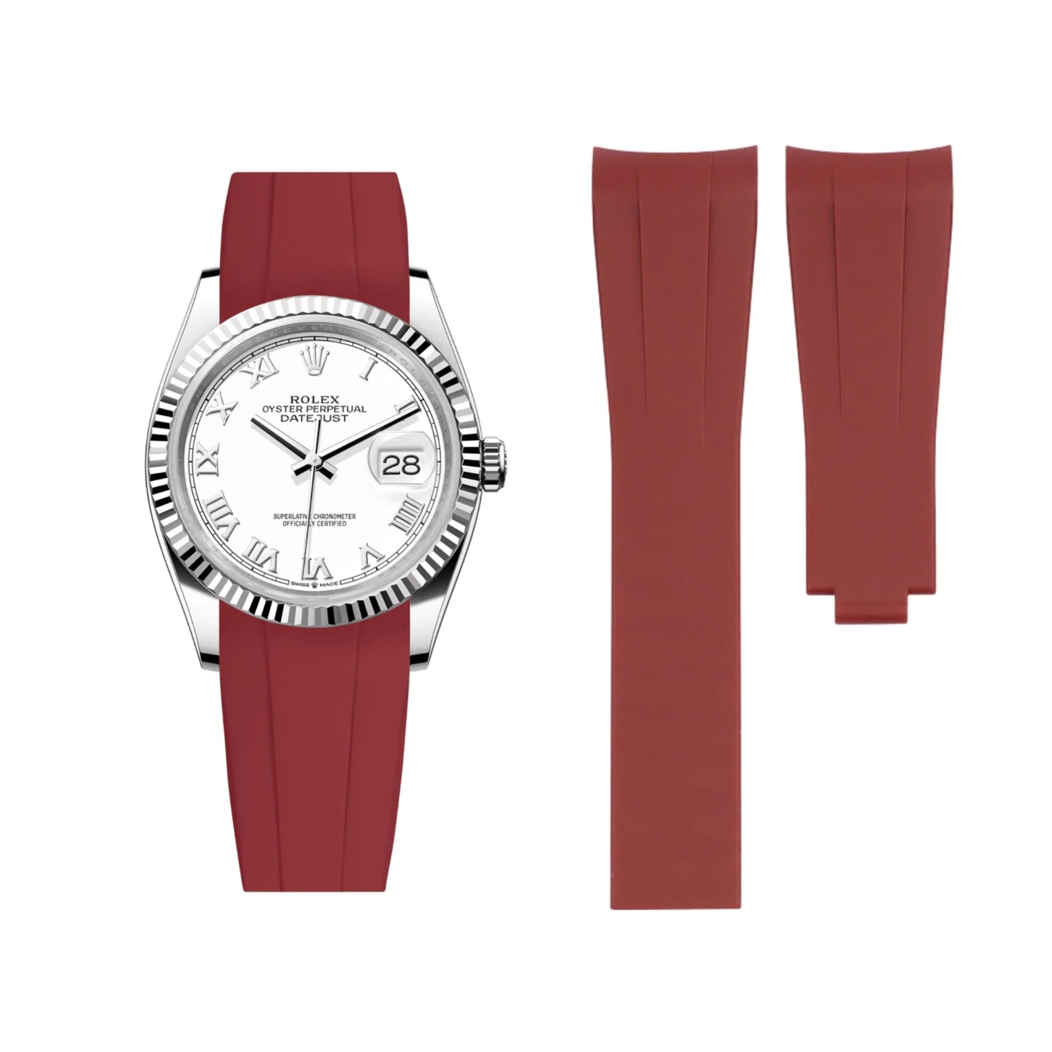 Deployant Strap - For Rolex Datejust 36 - Bordeaux - Helvetus