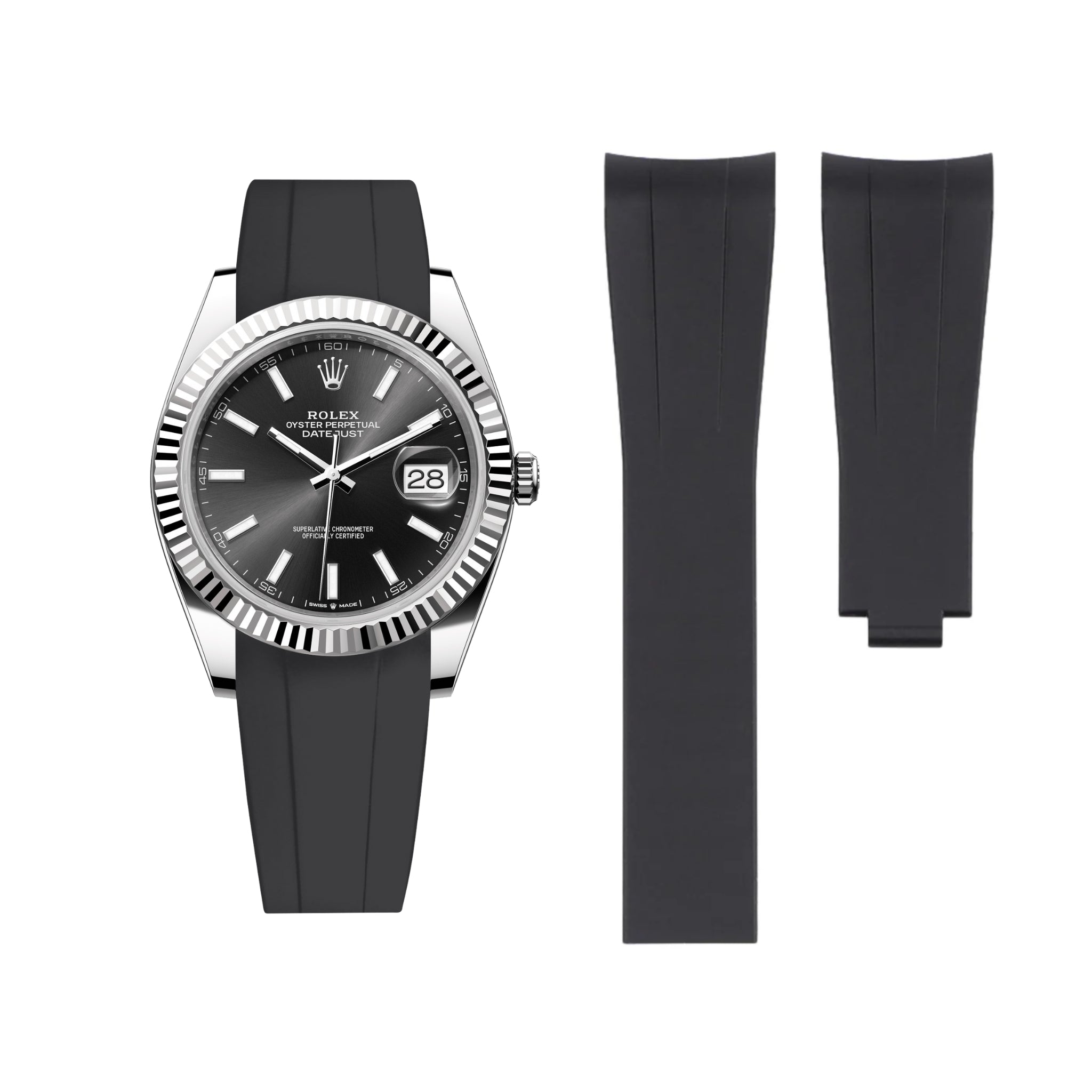 Deployant Strap - For Rolex Datejust 41mm - Black - Helvetus