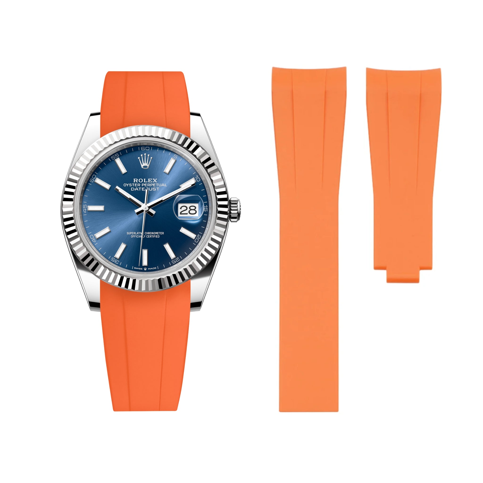 Deployant Strap - For Rolex Datejust 41mm - Orange - Helvetus