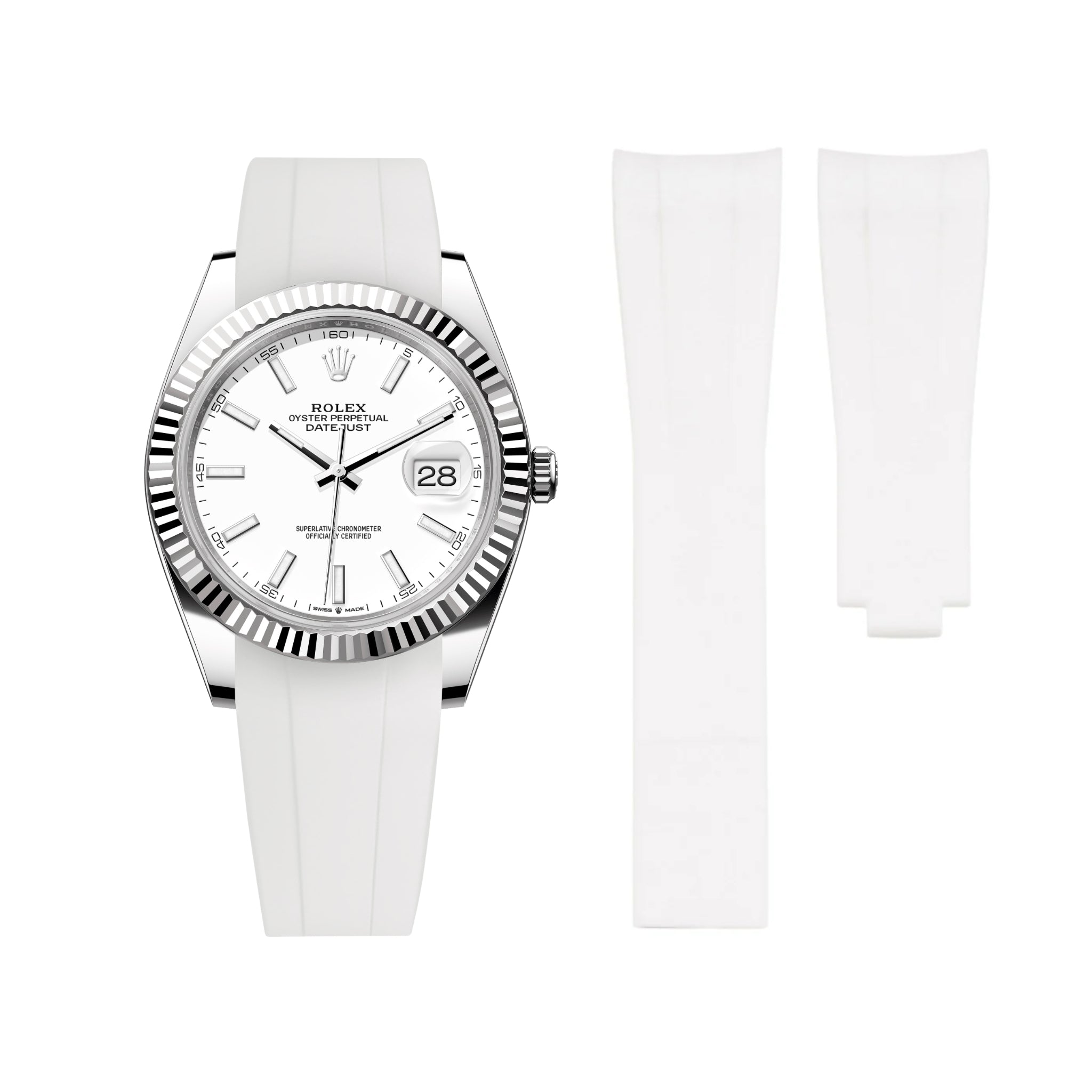 Deployant Strap - For Rolex Datejust 41mm - White - Helvetus