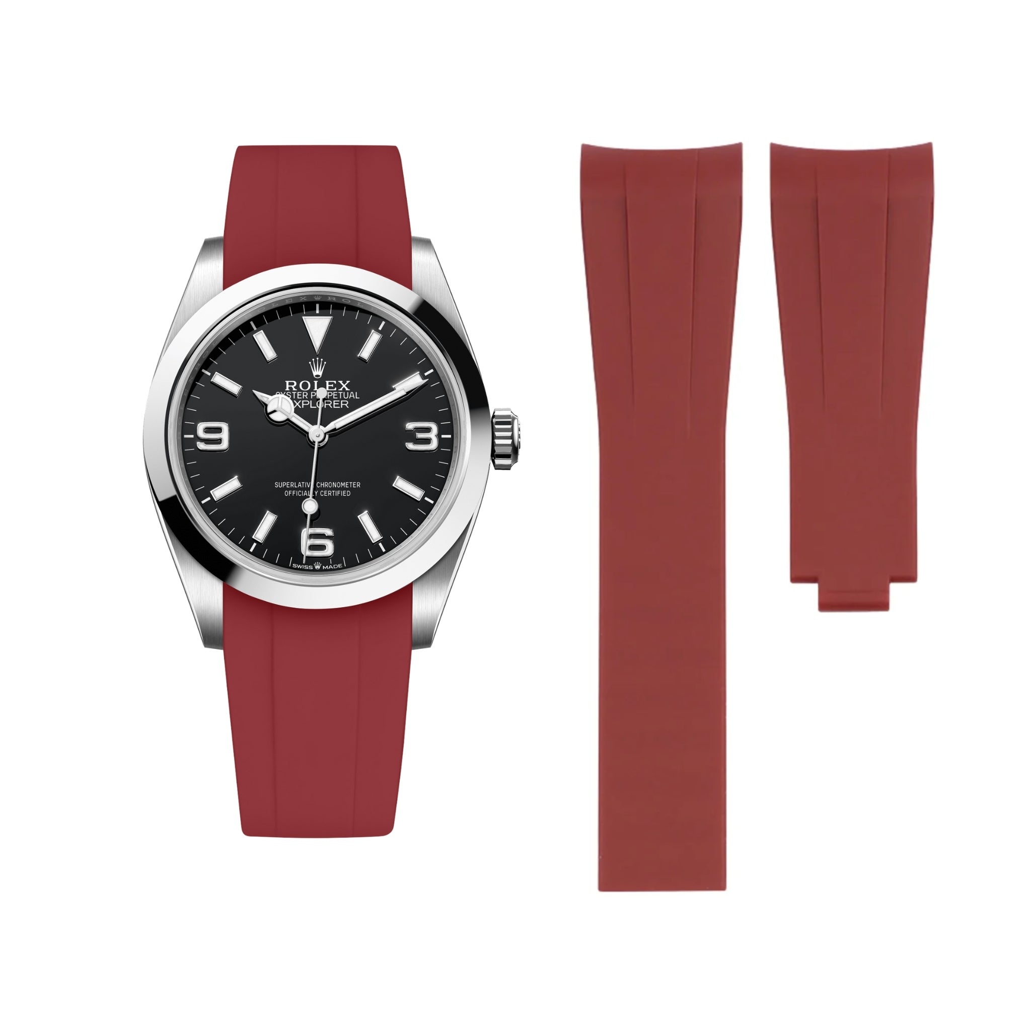 Deployant Strap - For Rolex Explorer I - Bordeaux - Helvetus