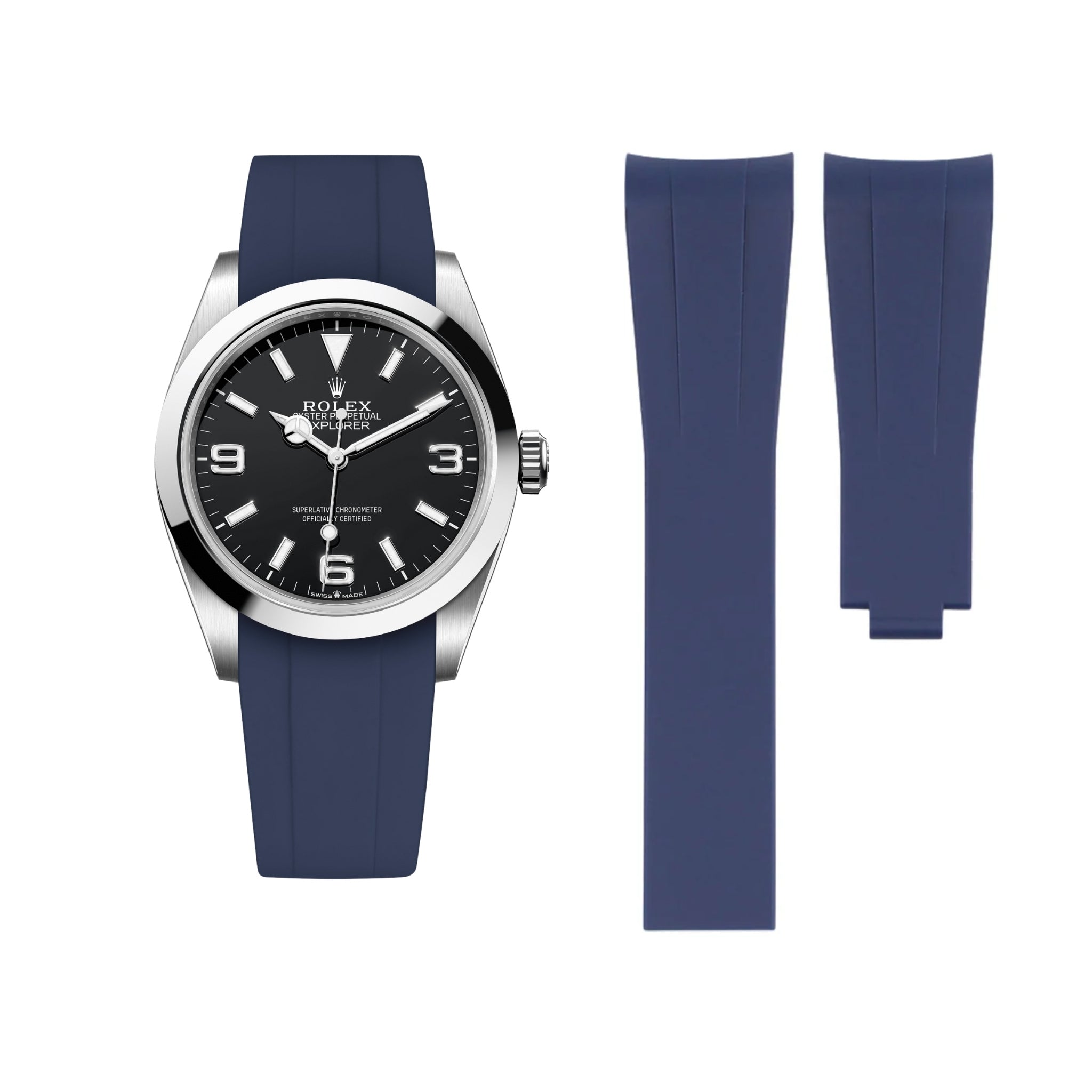 Deployant Strap - For Rolex Explorer I - Navy Blue - Helvetus