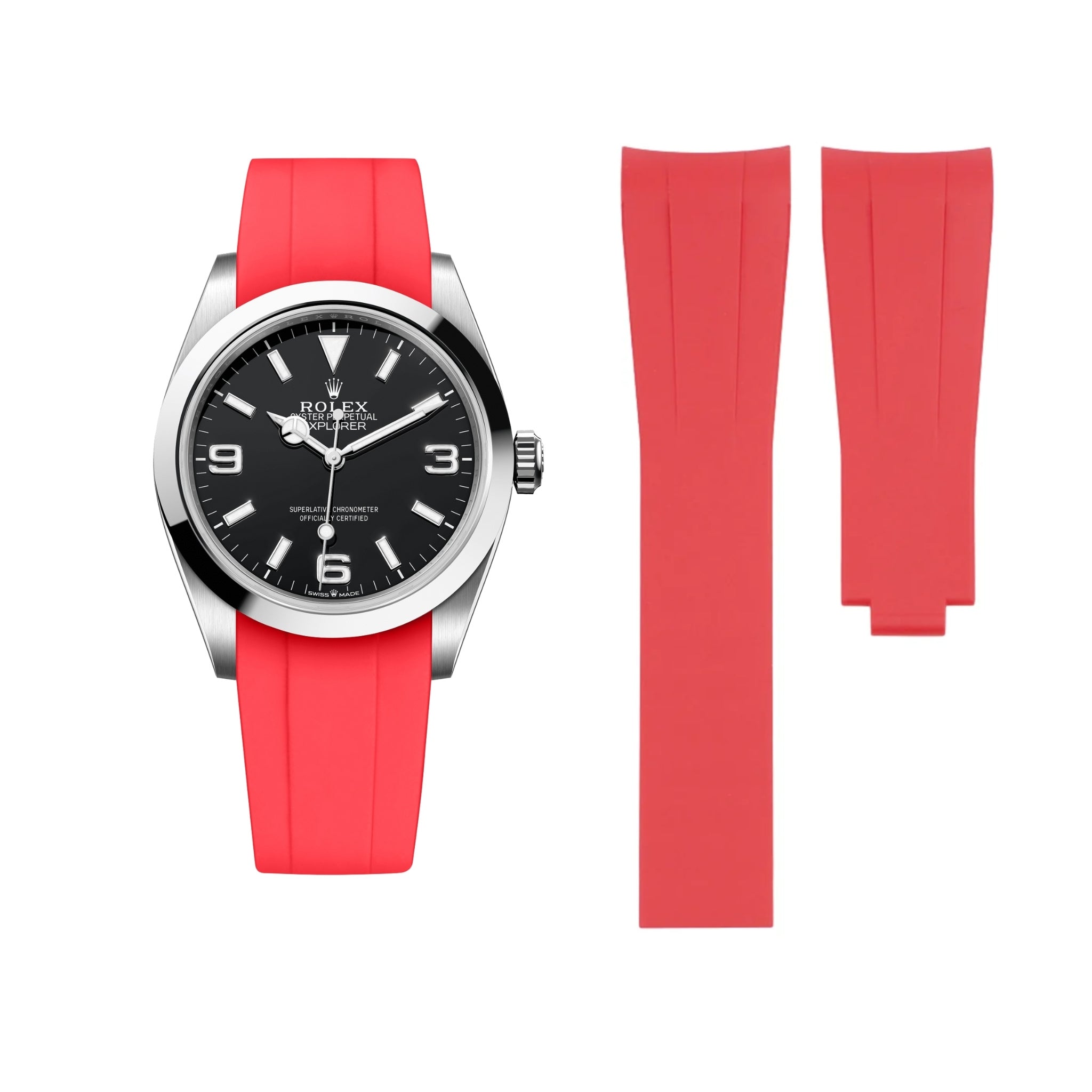 Deployant Strap - For Rolex Explorer I - Red - Helvetus