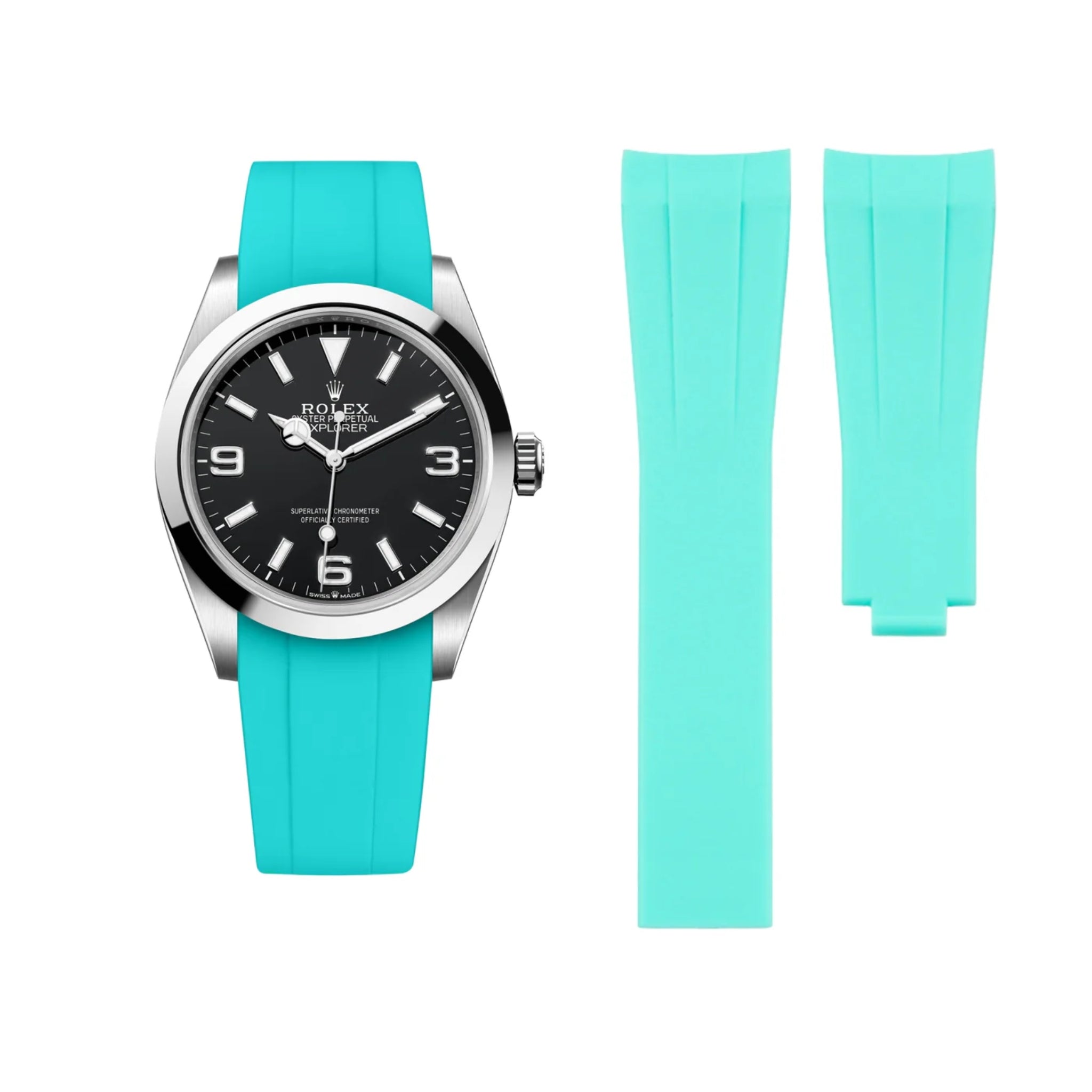 Deployant Strap - For Rolex Explorer I - Turquoise - Helvetus