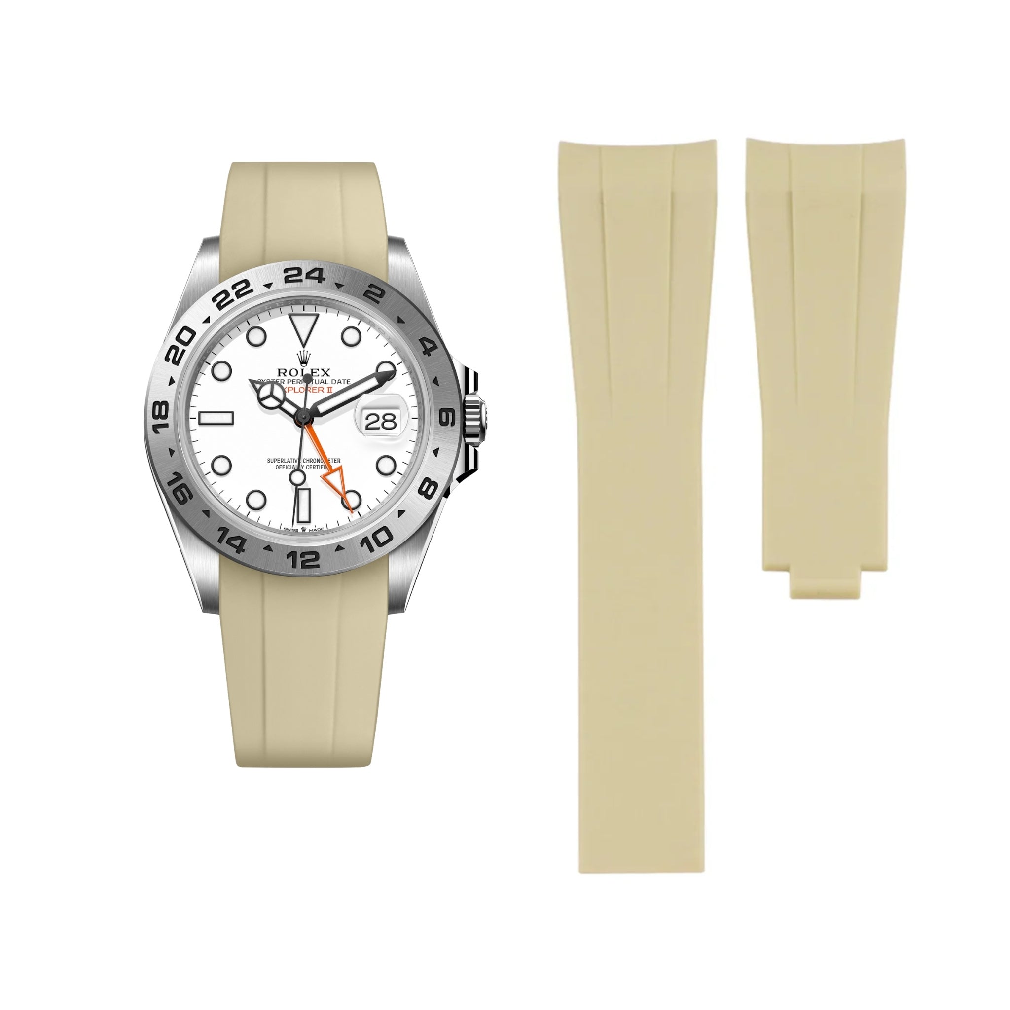 Deployant Strap - For Rolex Explorer II - Beige - Helvetus