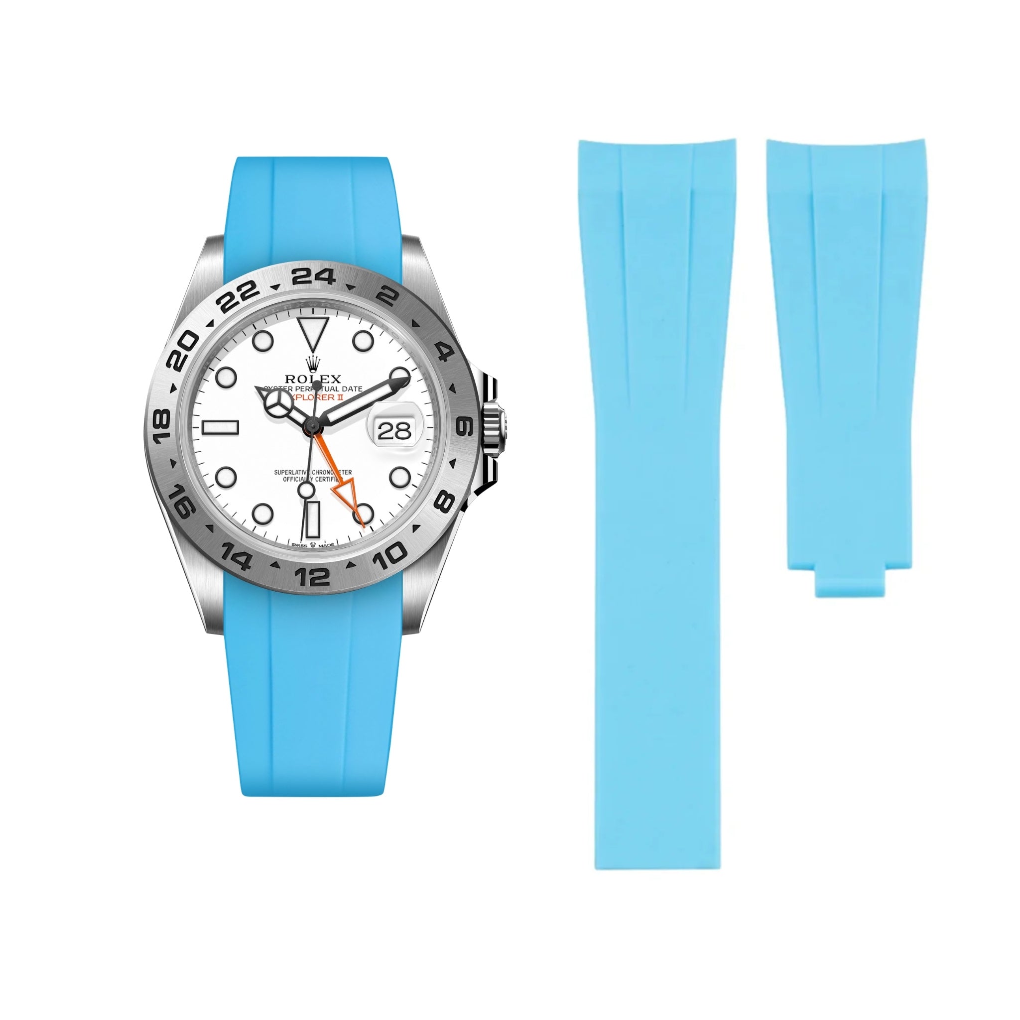 Deployant Strap - For Rolex Explorer II - Light Blue - Helvetus