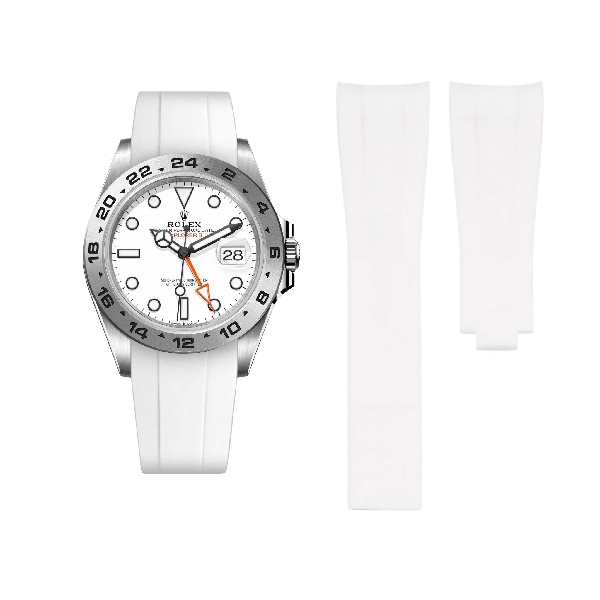 Deployant Strap - For Rolex Explorer II - White - Helvetus