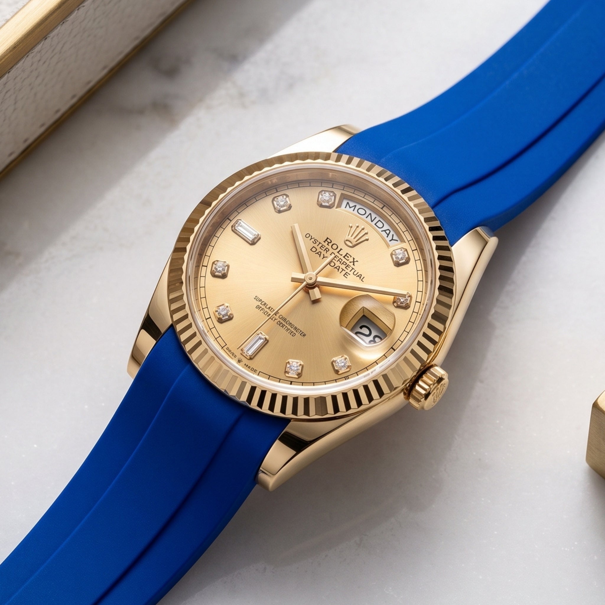 Faltschliesse Kautschukarmband für Rolex Day-Date 40mm – Blau - Helvetus
