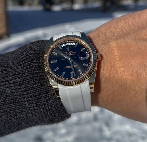 Faltschliesse Kautschukarmband für Rolex Day - Date 40mm – Weiss - Helvetus DE