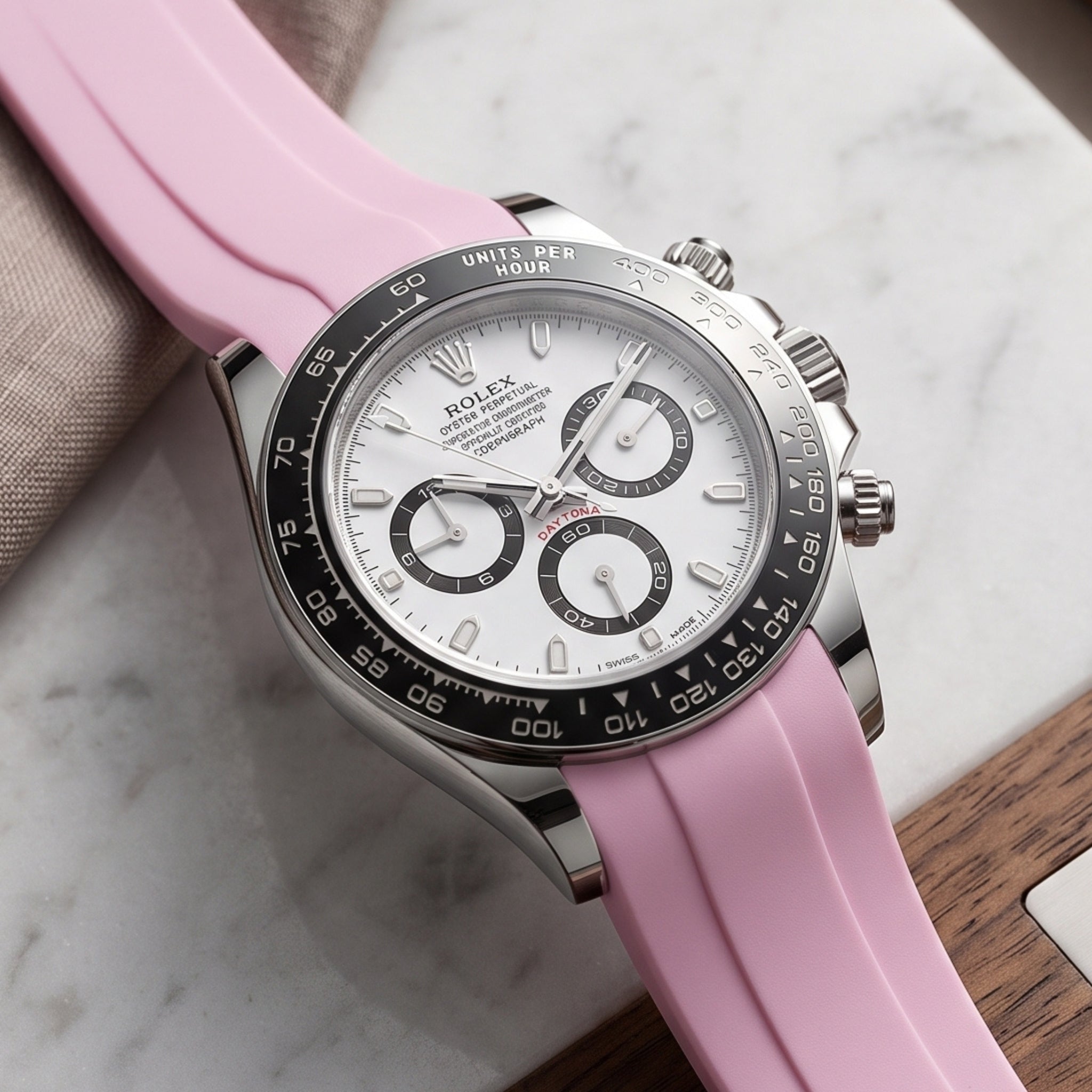 Faltschliesse Kautschukarmband für Rolex Daytona – Pink - Helvetus